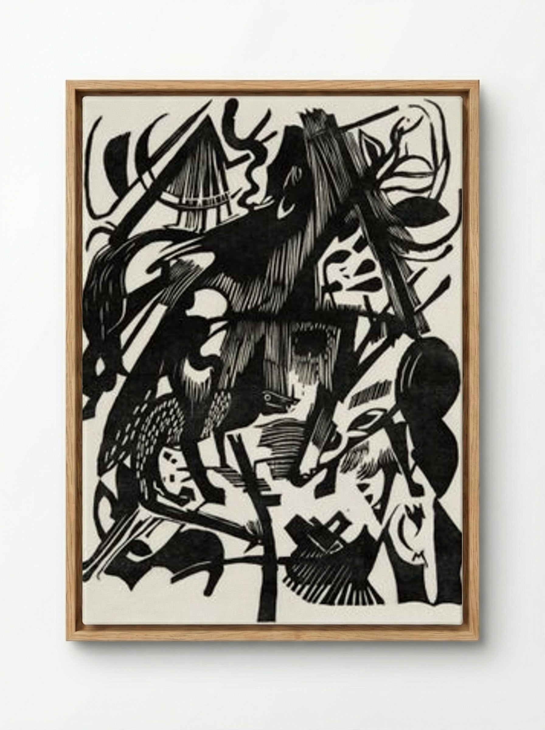 Birth of the Wolves - Franz Marc - Framed Canvas Wood