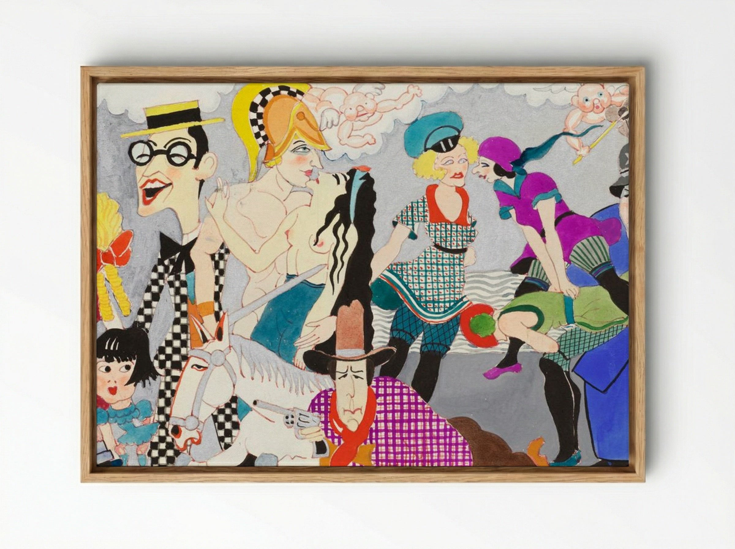 Study for Wilshire Bowl Restaurant Mural No. 2 - John Decker - Framed Canvas Wood