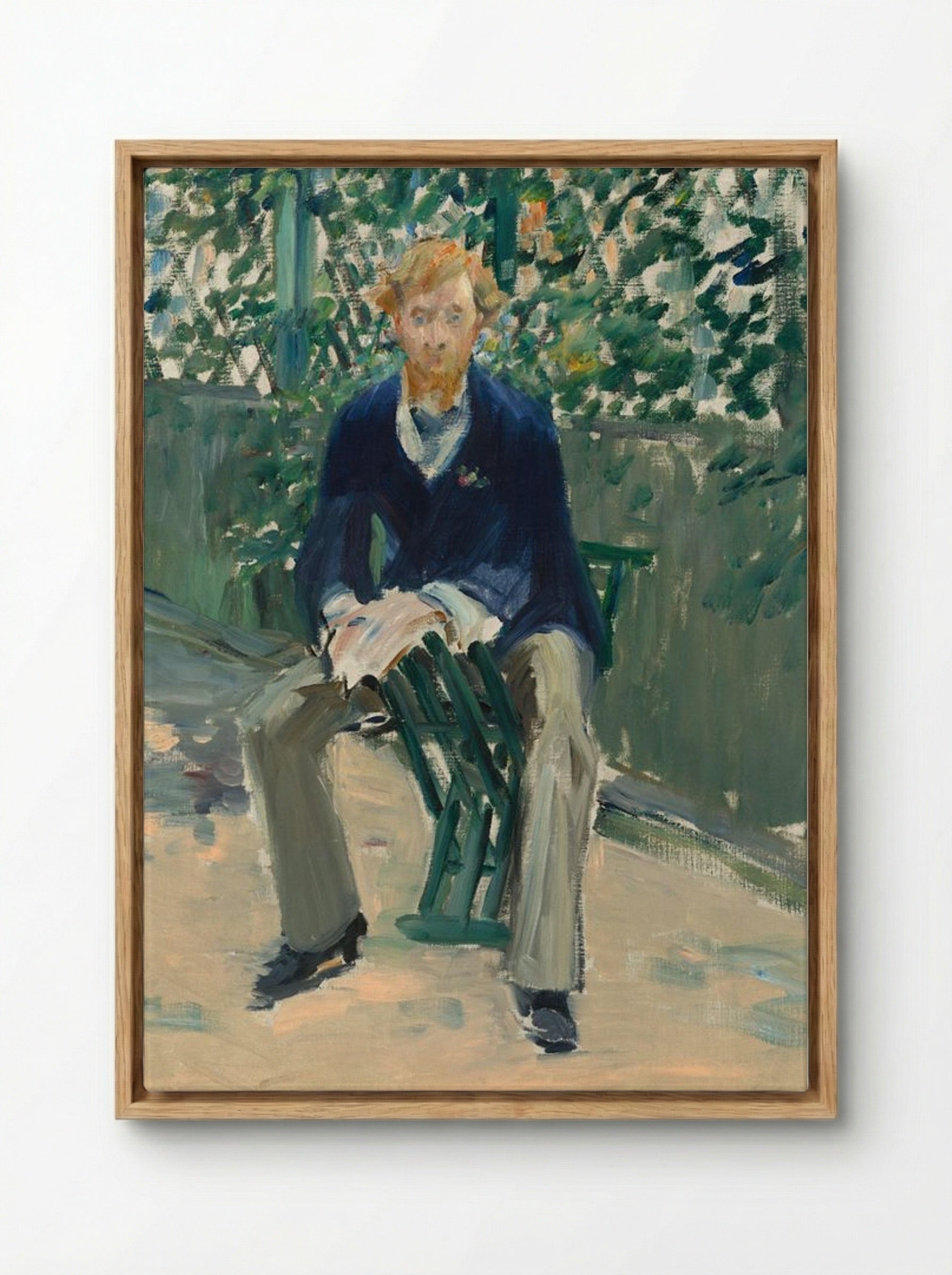 George Moore in the Artist's Garden - Édouard Manet - Framed Canvas Wood