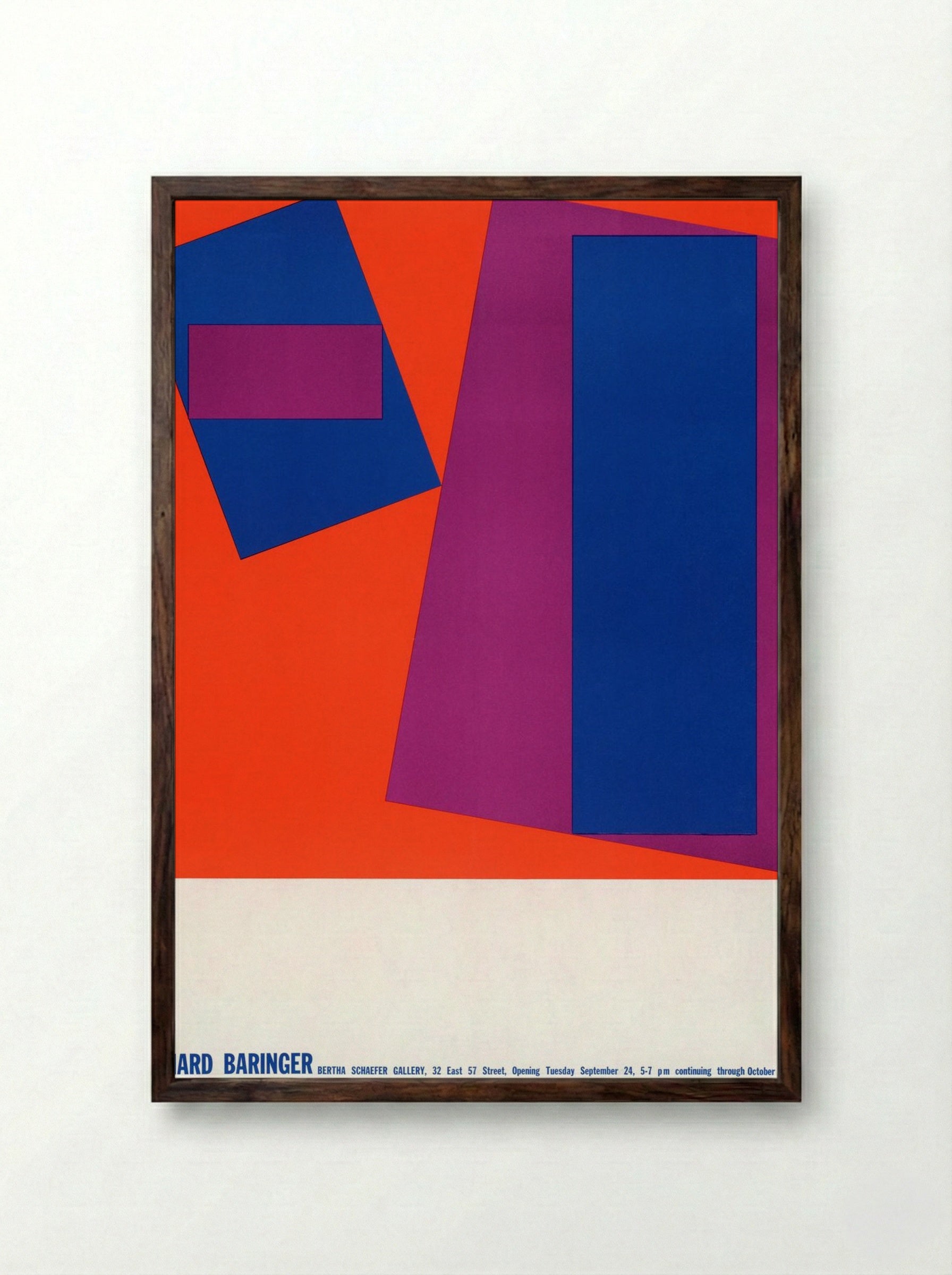 Untitled (Geometric Abstraction, 1963 Exhibition Poster) - Richard Baringer - Framed Print Dark Wood