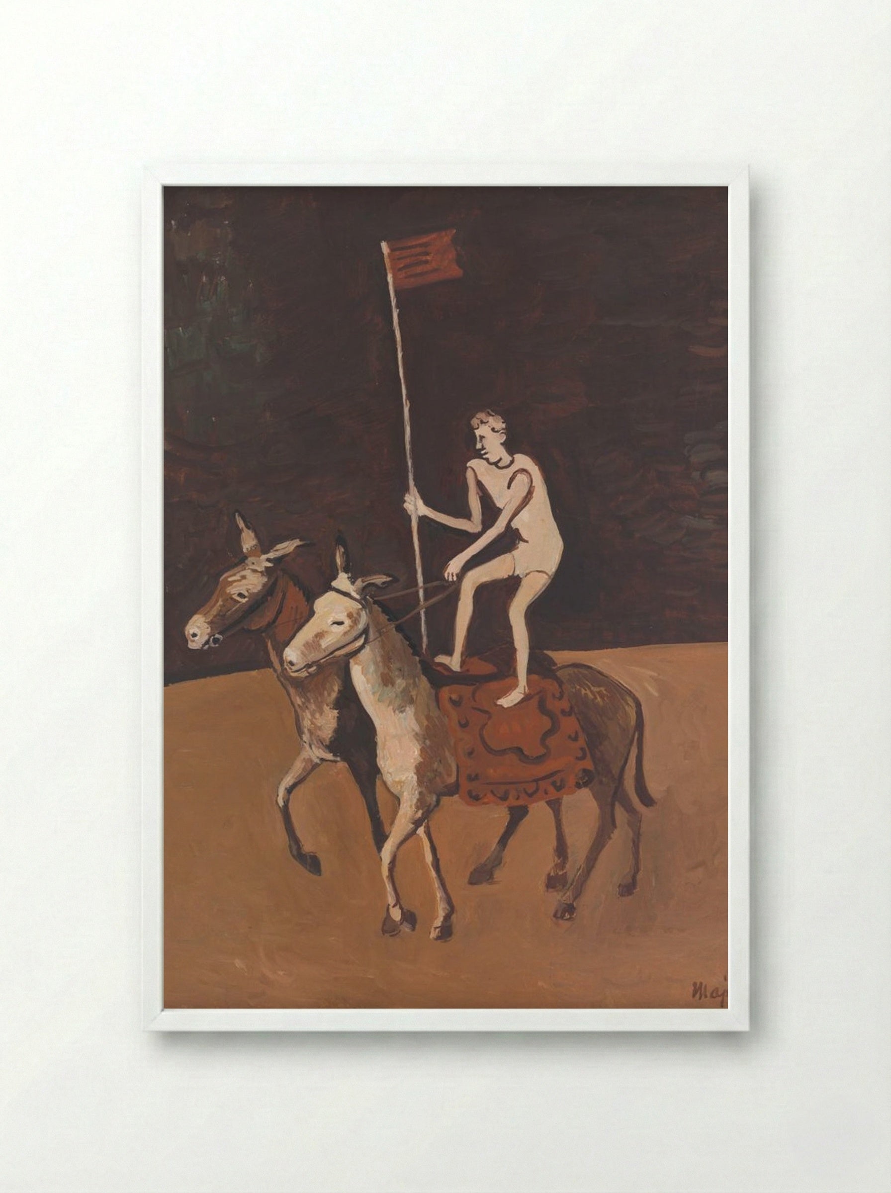 Circus Performer on Horses - Cyprián Majerník - Framed Print White