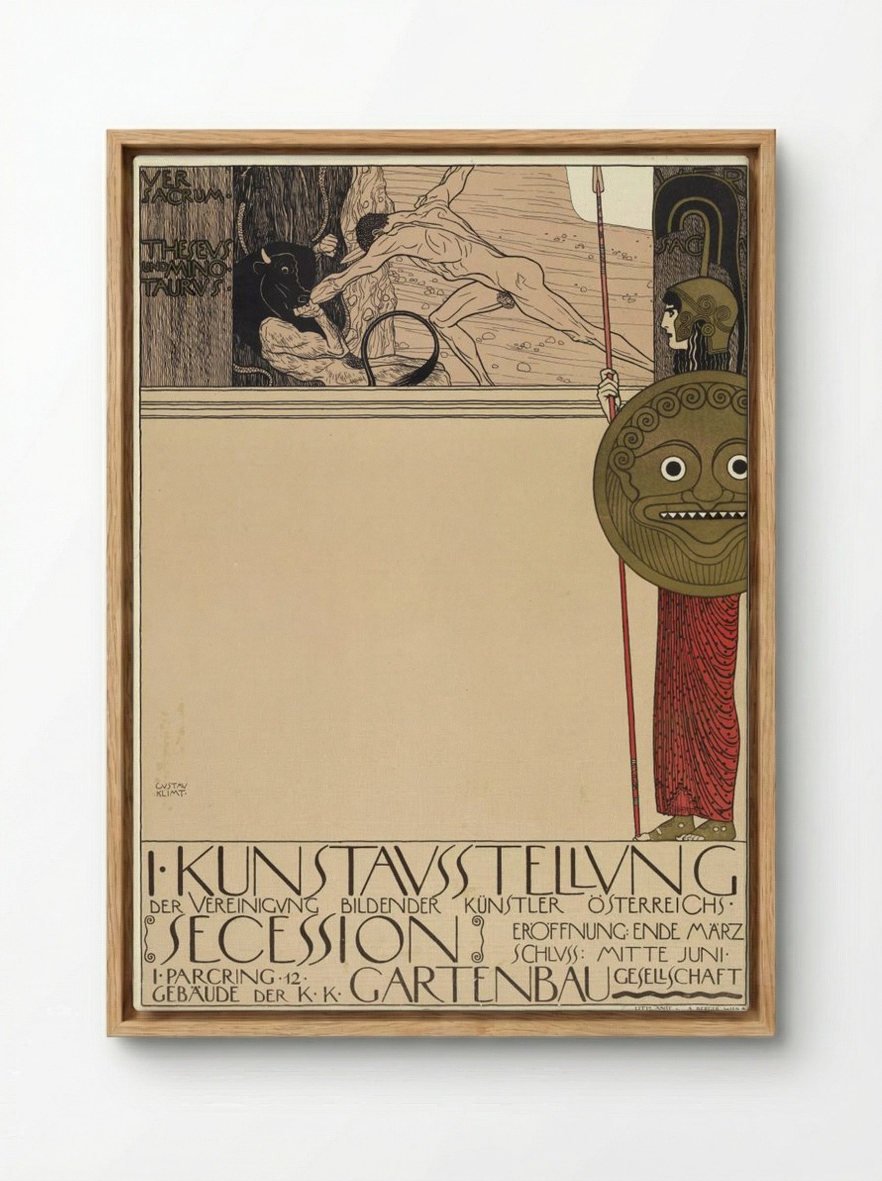 Poster for the 1st Secession Exhibition - Gustav Klimt - Framed Canvas Wood