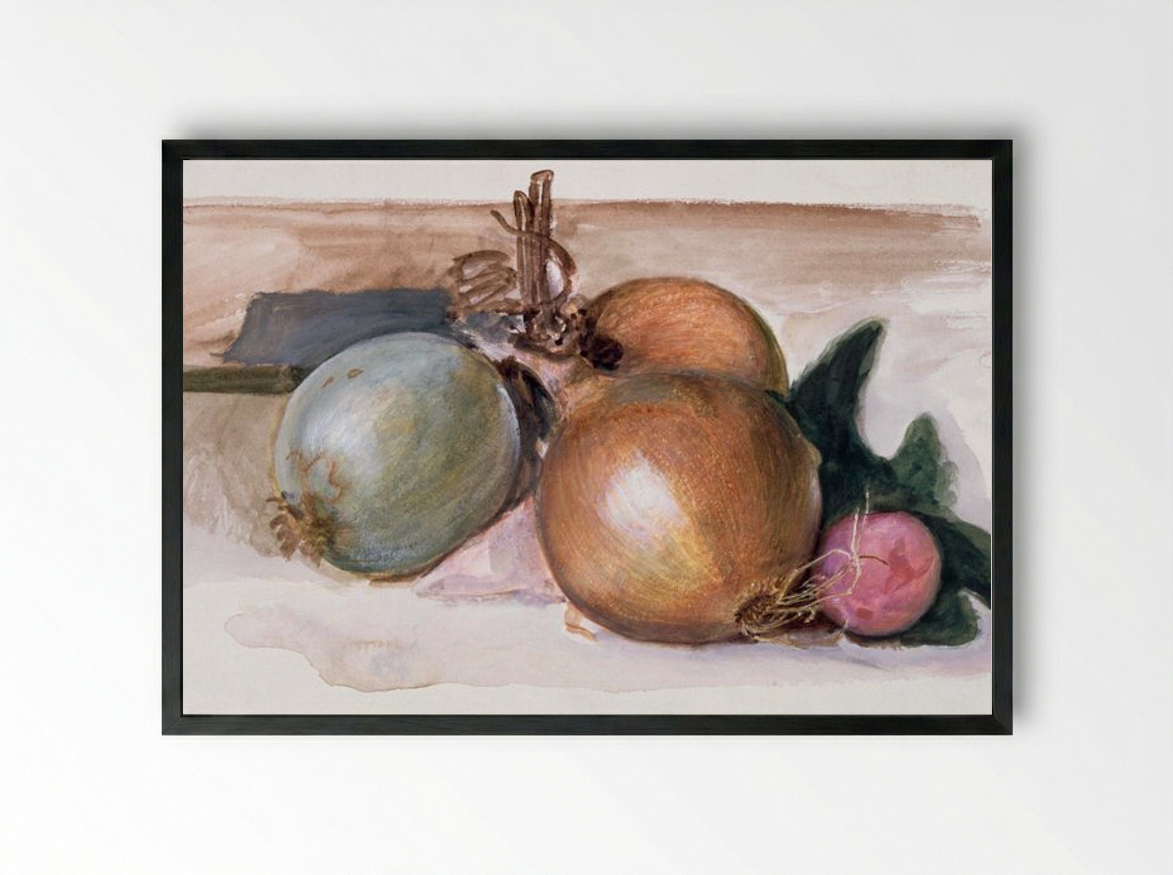 Still-Life - Study of Onions - Edward Burne-Jones - Framed Print Black
