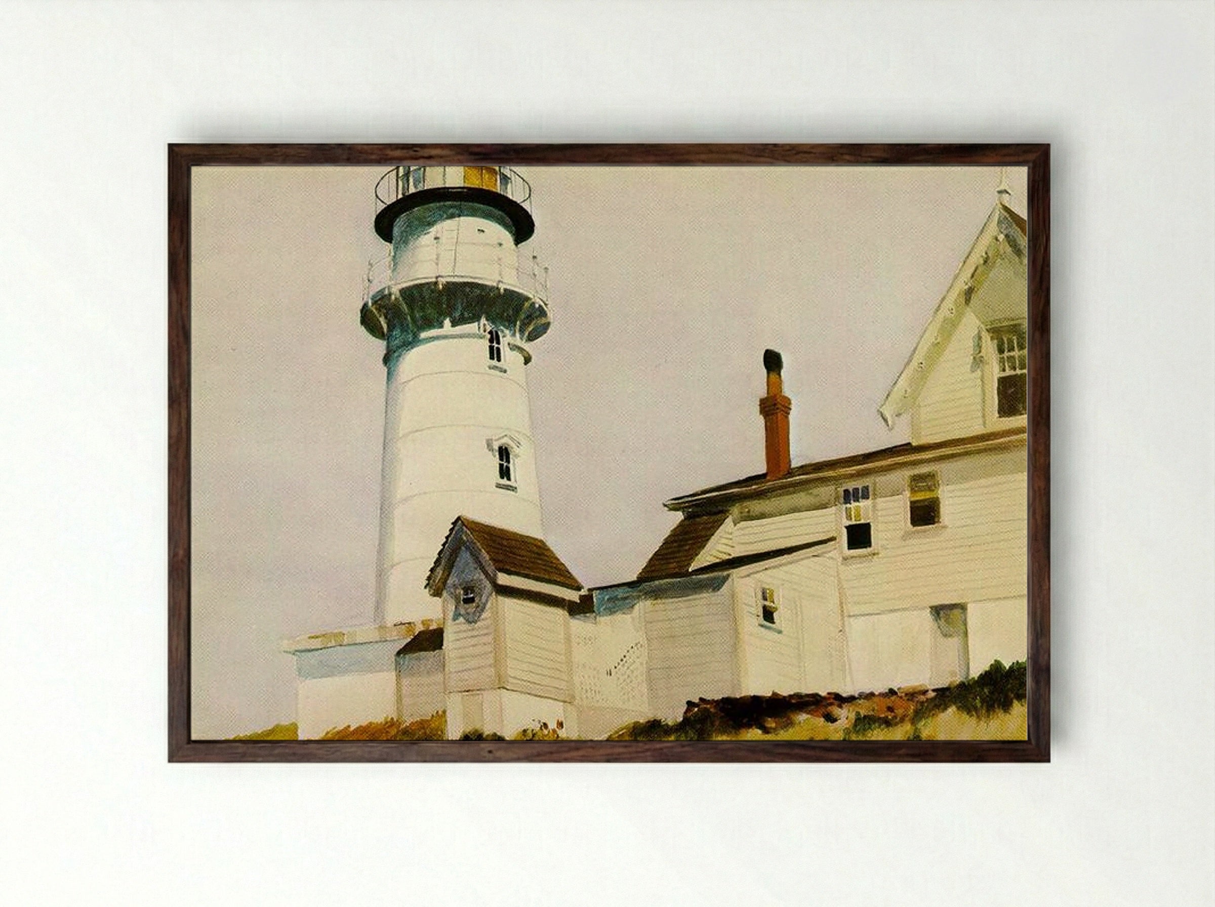Light at Two Lights - Edward Hopper - Framed Print Dark Wood