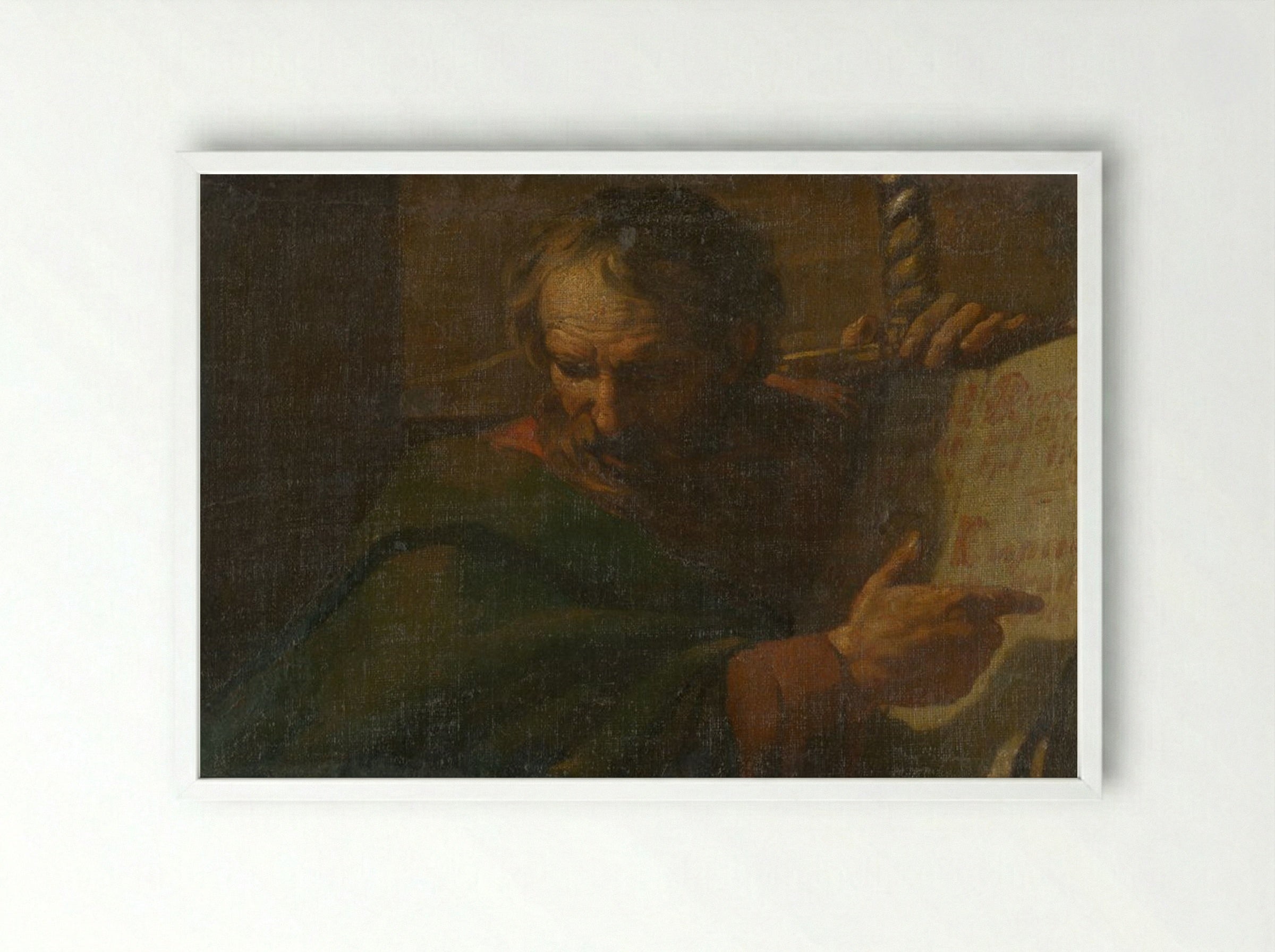 Saint Paul Reading - Rembrandt van Rijn - Framed Print White