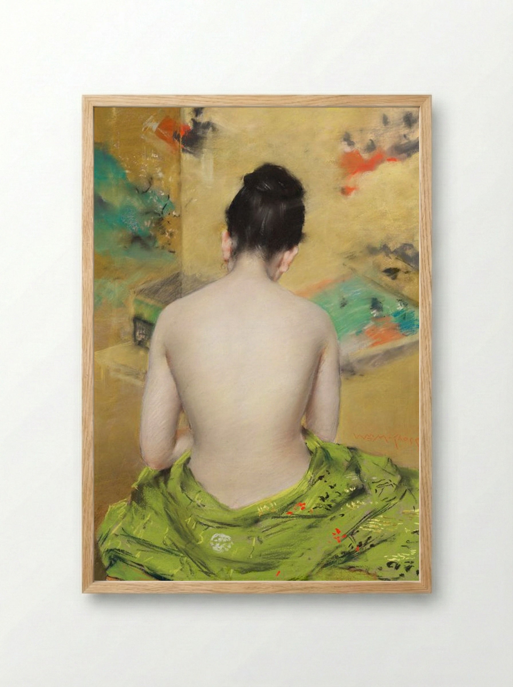 Study of a Japanese Model (Back View) - William Merritt Chase - Framed Print Wood