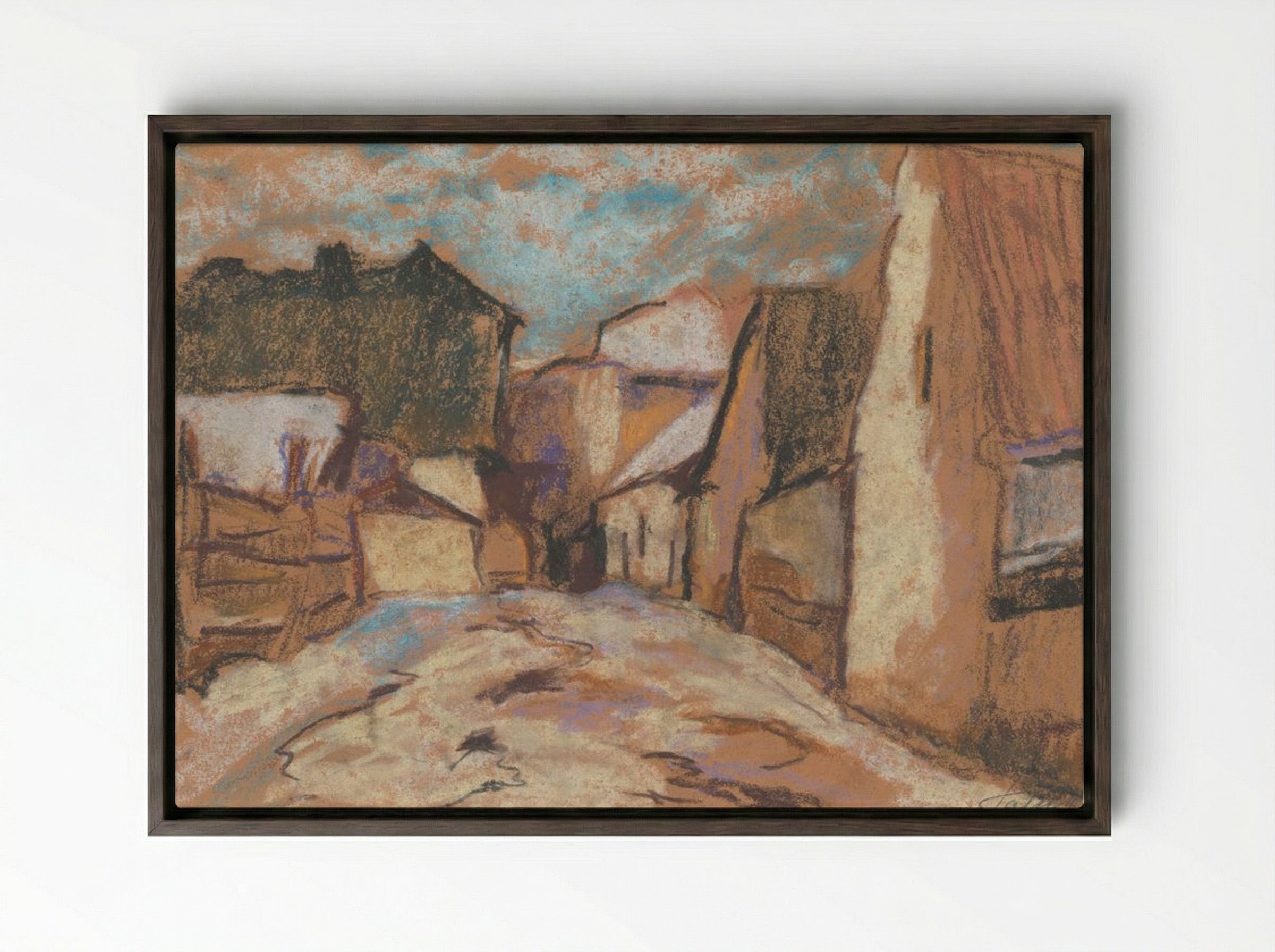 Alley - Zolo Palugyay - Framed Canvas Dark Wood