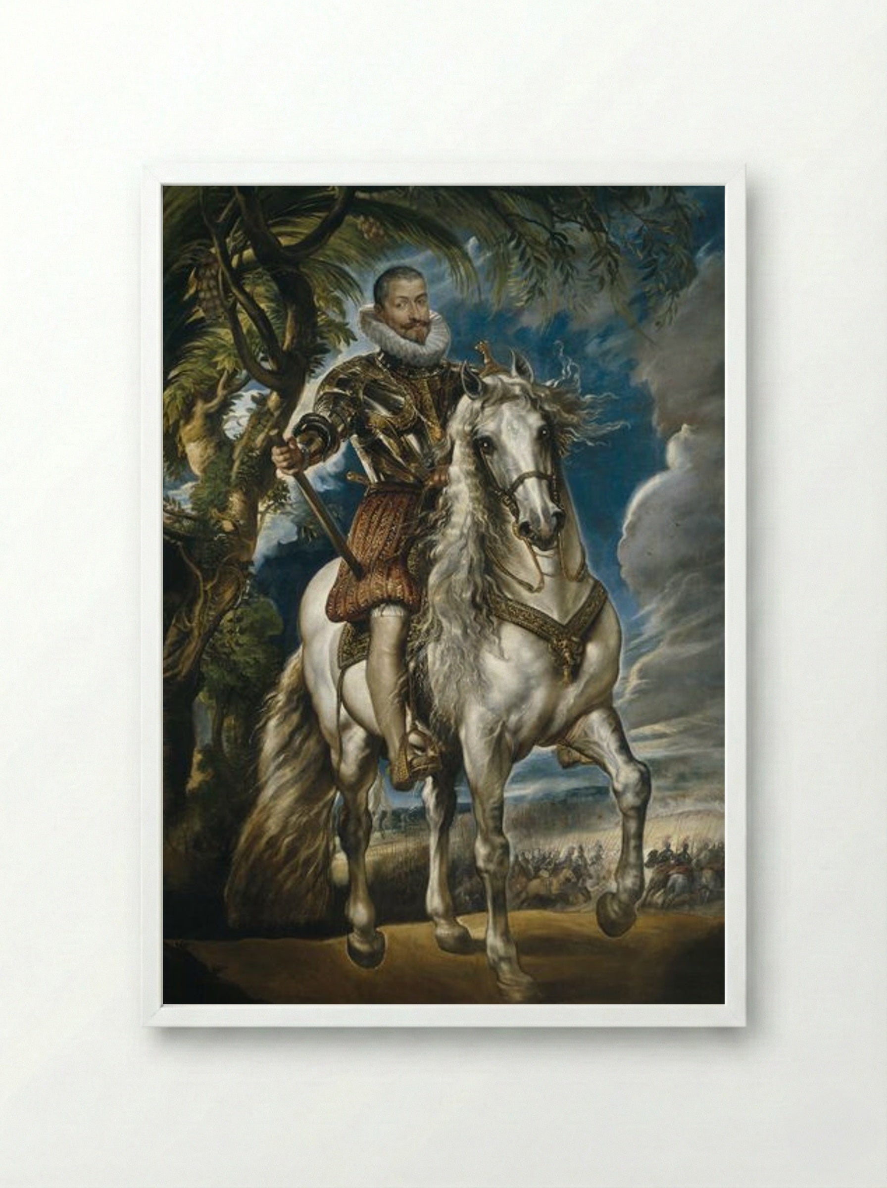 Equestrian Portrait of the Duke of Lerma - Peter Paul Rubens - Framed Print White