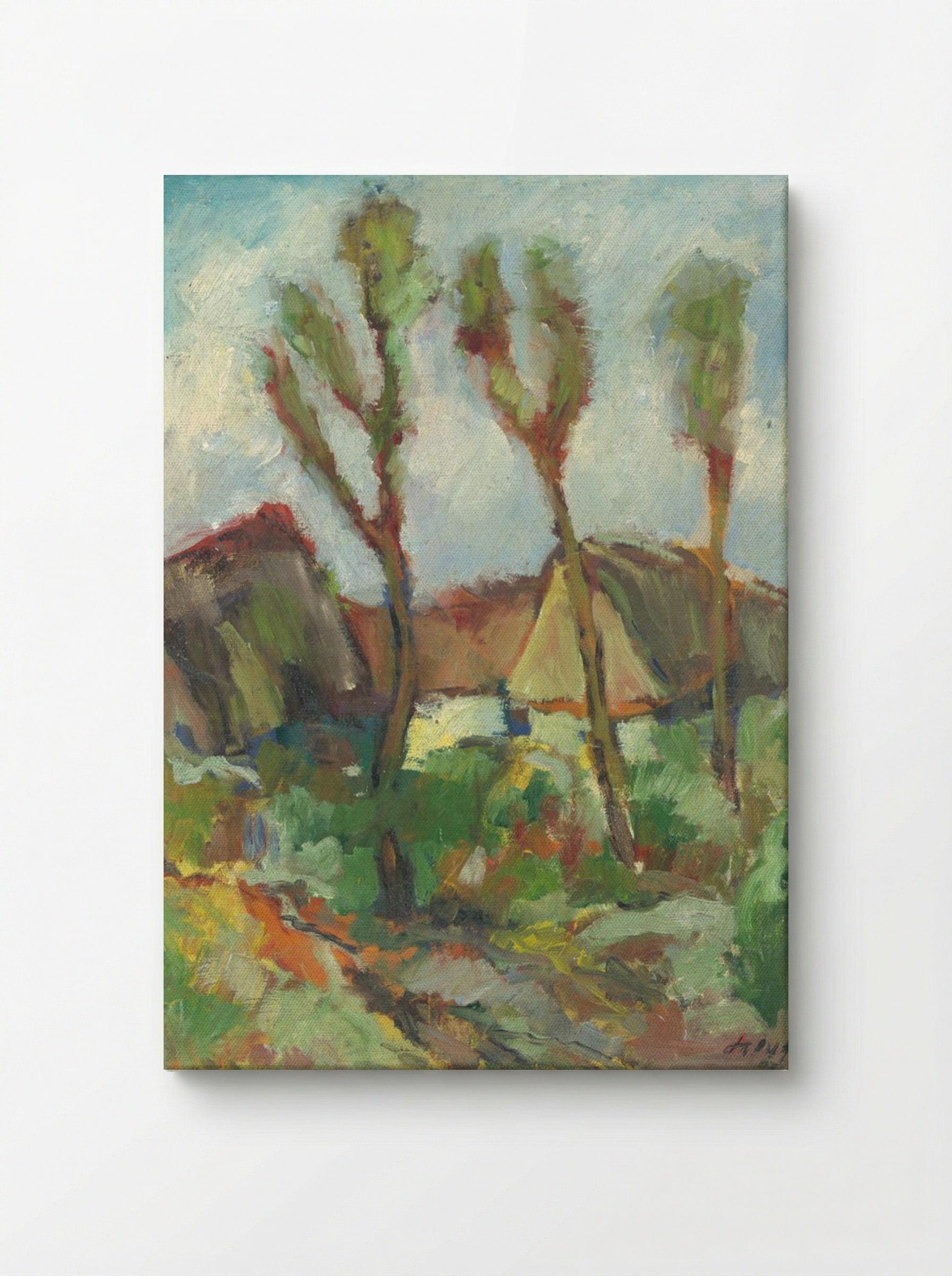 Sketch of a Landscape with Poplars - Zolo Palugyay - Canvas