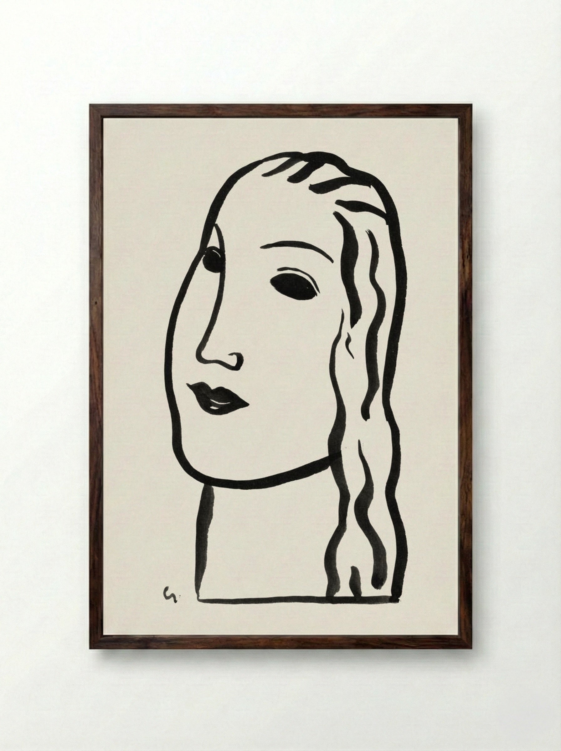 Woman's Head - Leo Gestel - Framed Print Dark Wood