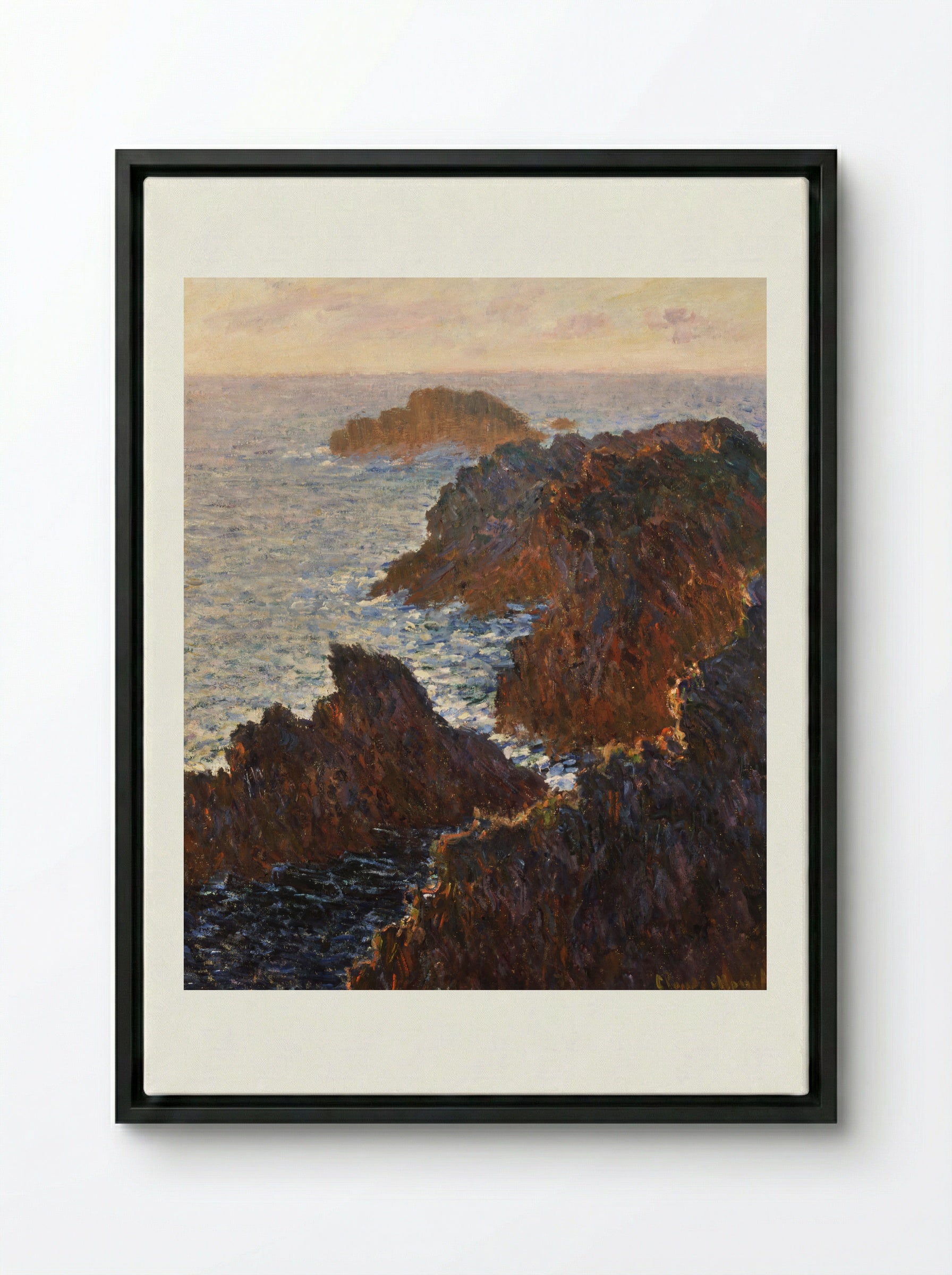 Rocks at Belle-Île, Port-Domois - Claude Monet - Framed Canvas Black
