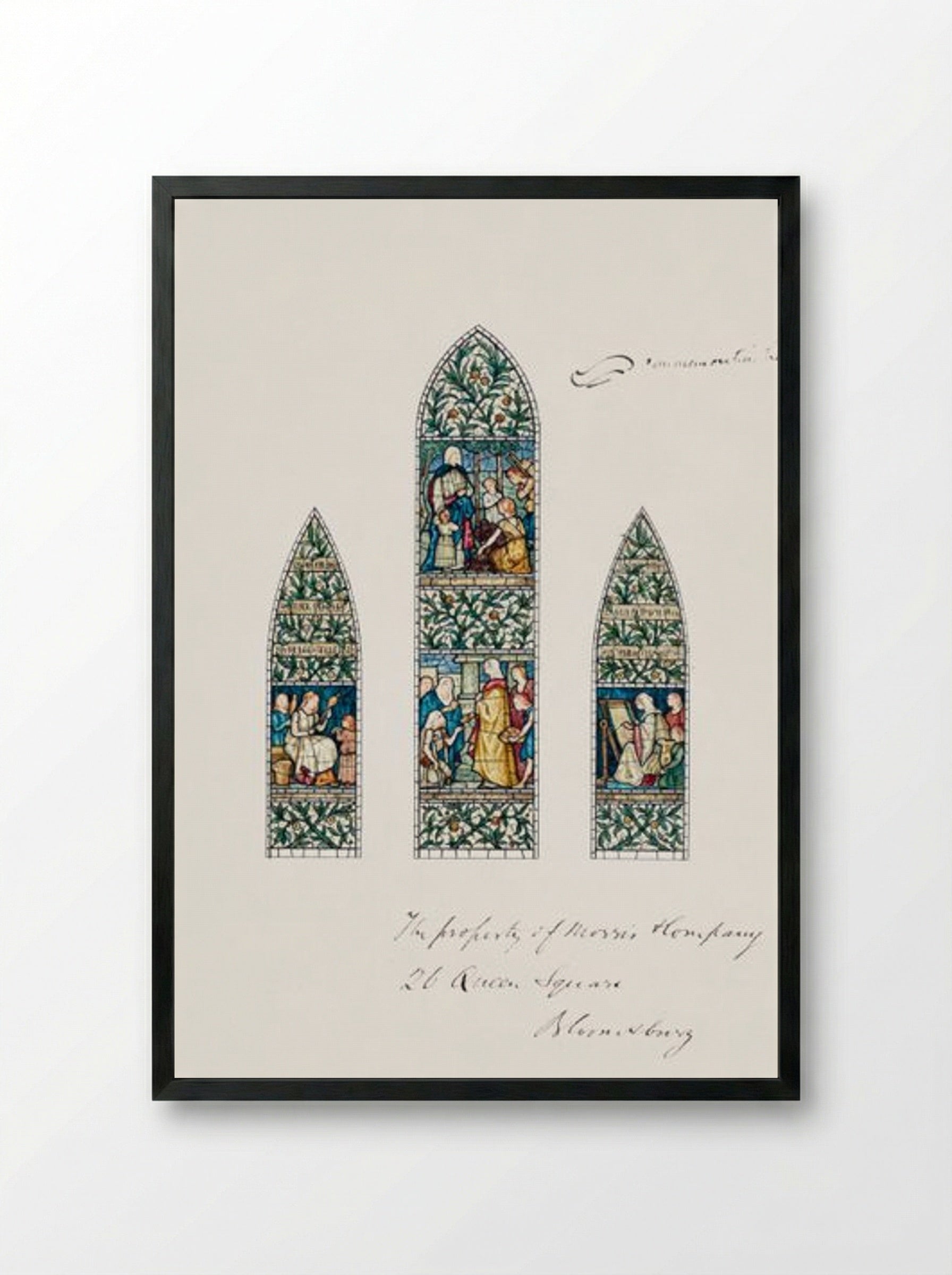 Design for Stained Glass, Southeast Window, Nave, Paisley Abbey, Scotland - Edward Burne-Jones - Framed Print Black