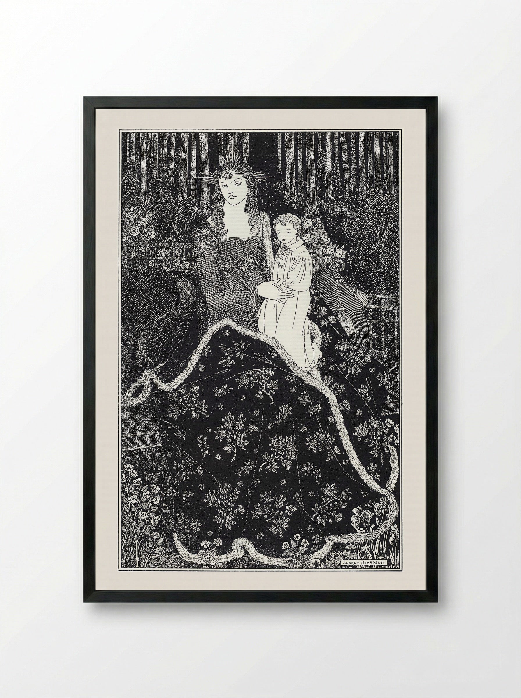 A Christmas Card - Aubrey Beardsley - Framed Print Black