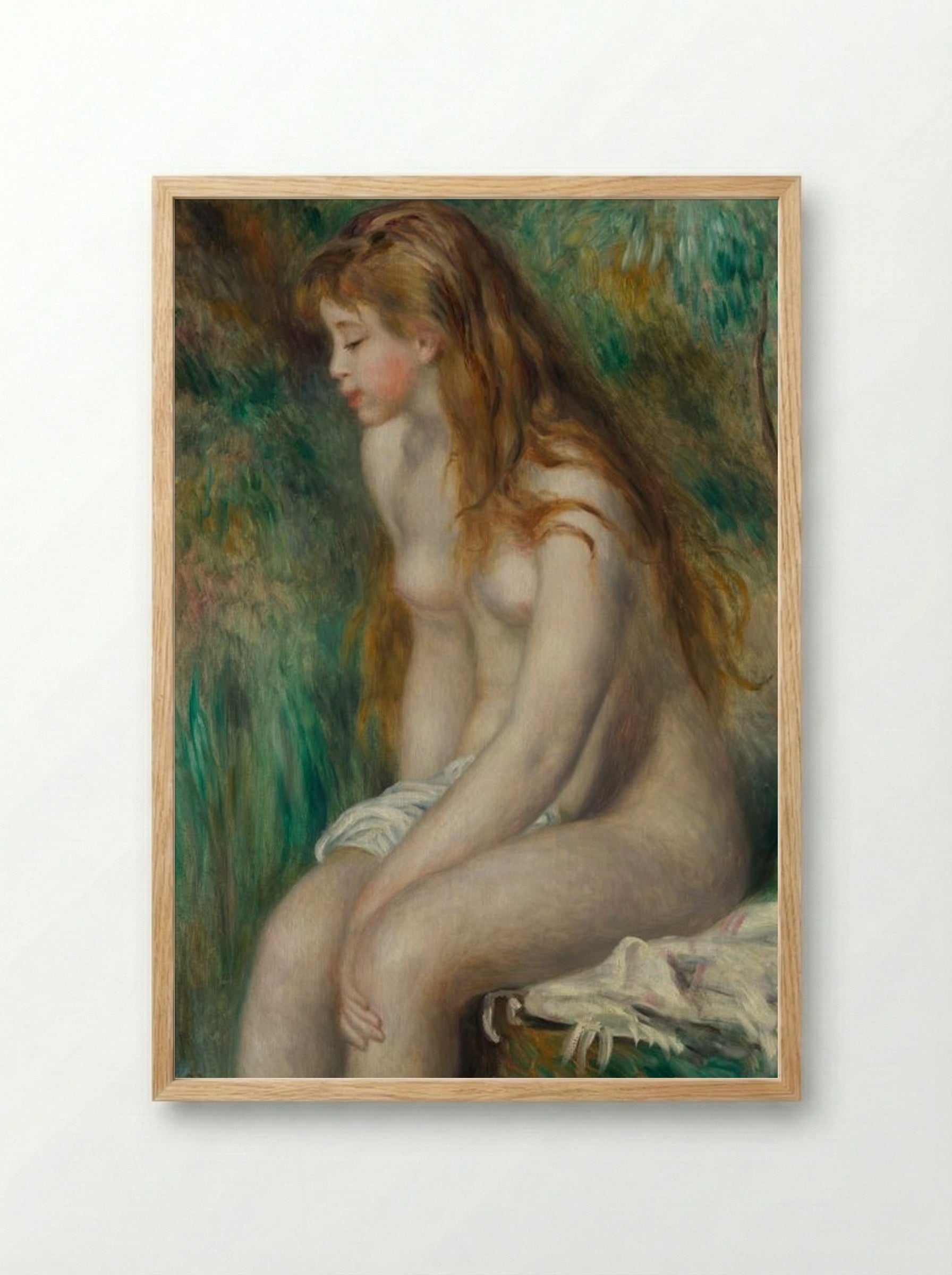 Young Girl Bathing - Pierre-Auguste Renoir - Framed Print Wood