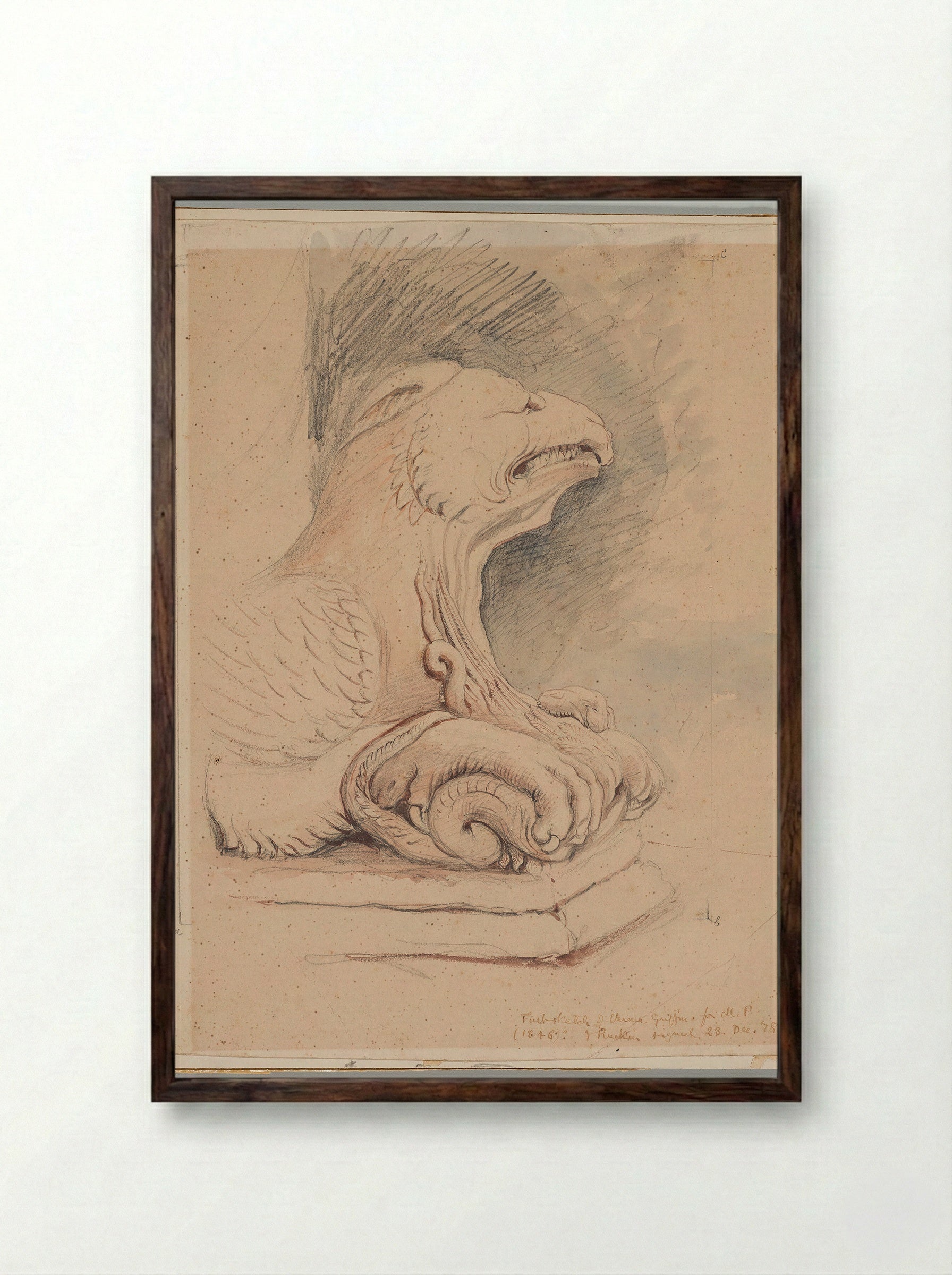First Sketch of Verona Griffin - John Ruskin - Framed Print Dark Wood