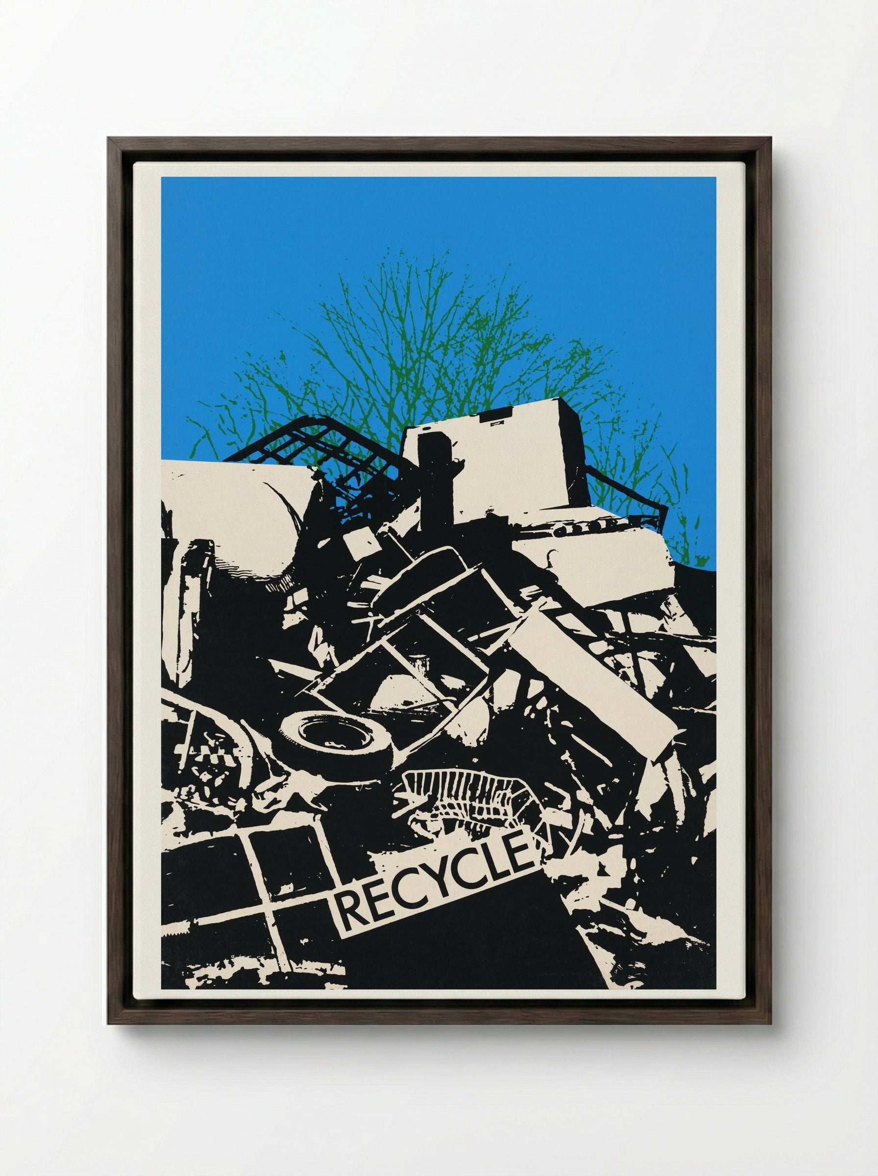 Recycle - Graphic Workshop - Framed Canvas Dark Wood