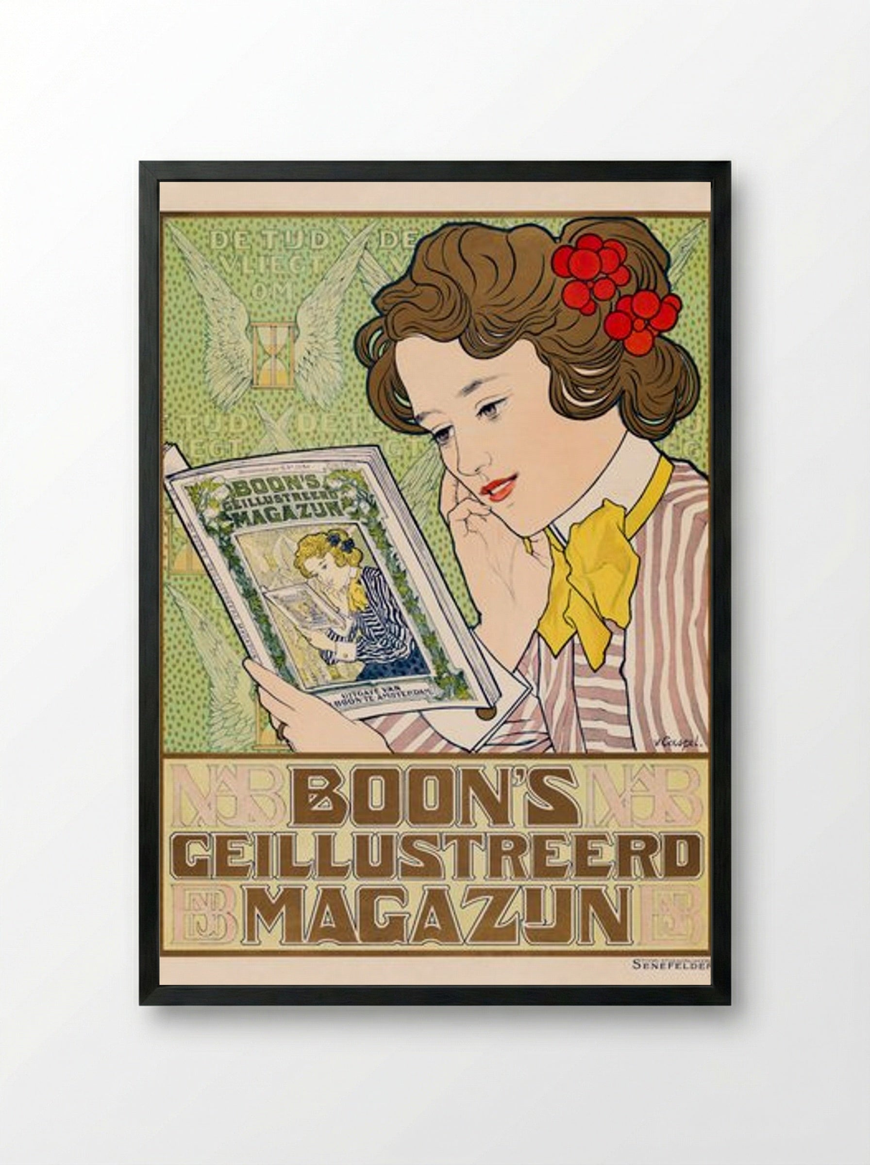 Affiche voor Boon's Geïllustreerd Magazijn - Johann Georg van Caspel - Framed Print Black