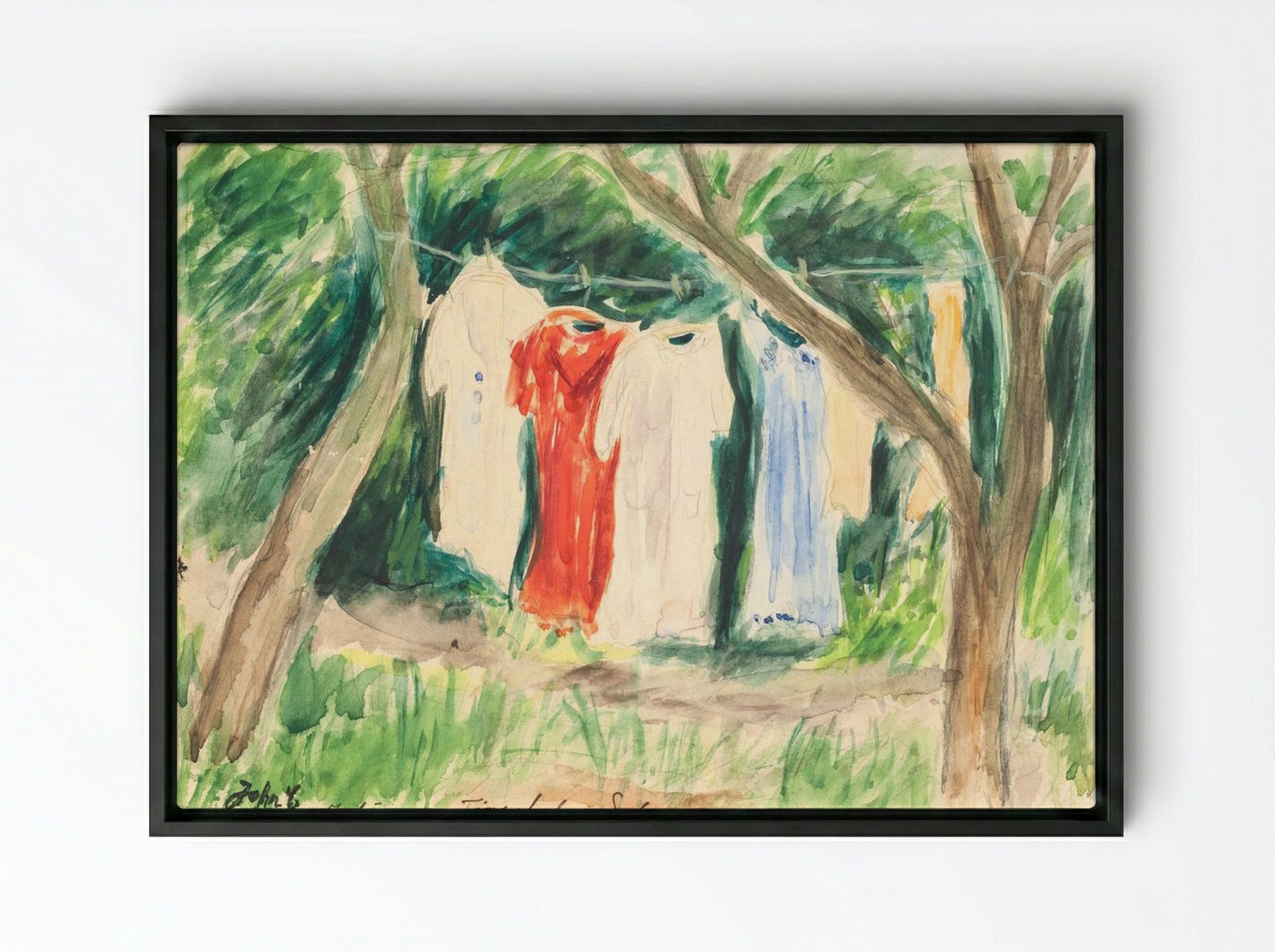 Drying Place in the Sun - John Christensen - Framed Canvas Black