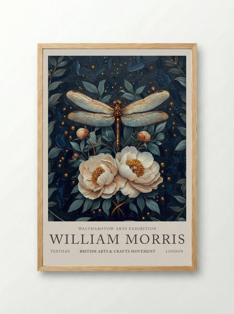 Dragonfly Dazzle - William Morris - Framed Print Wood