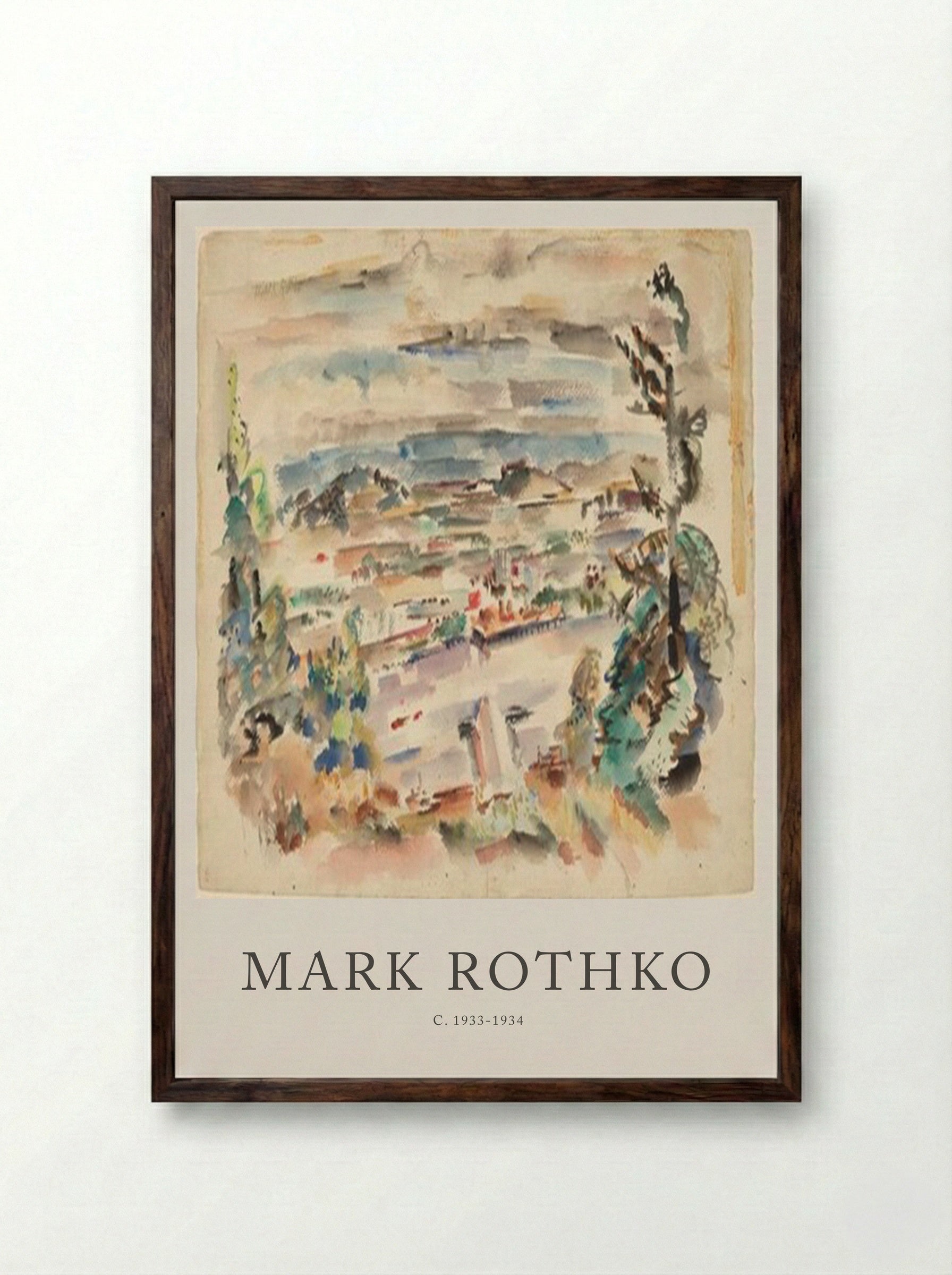 Untitled (Coastal Landscape, Watercolour) - Mark Rothko - Framed Print Dark Wood