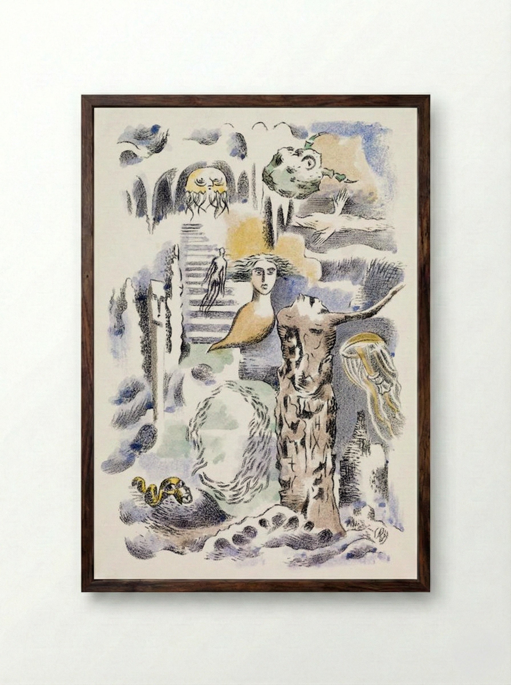 Design for Urne Buriall and Ghosts - Paul Nash - Framed Print Dark Wood