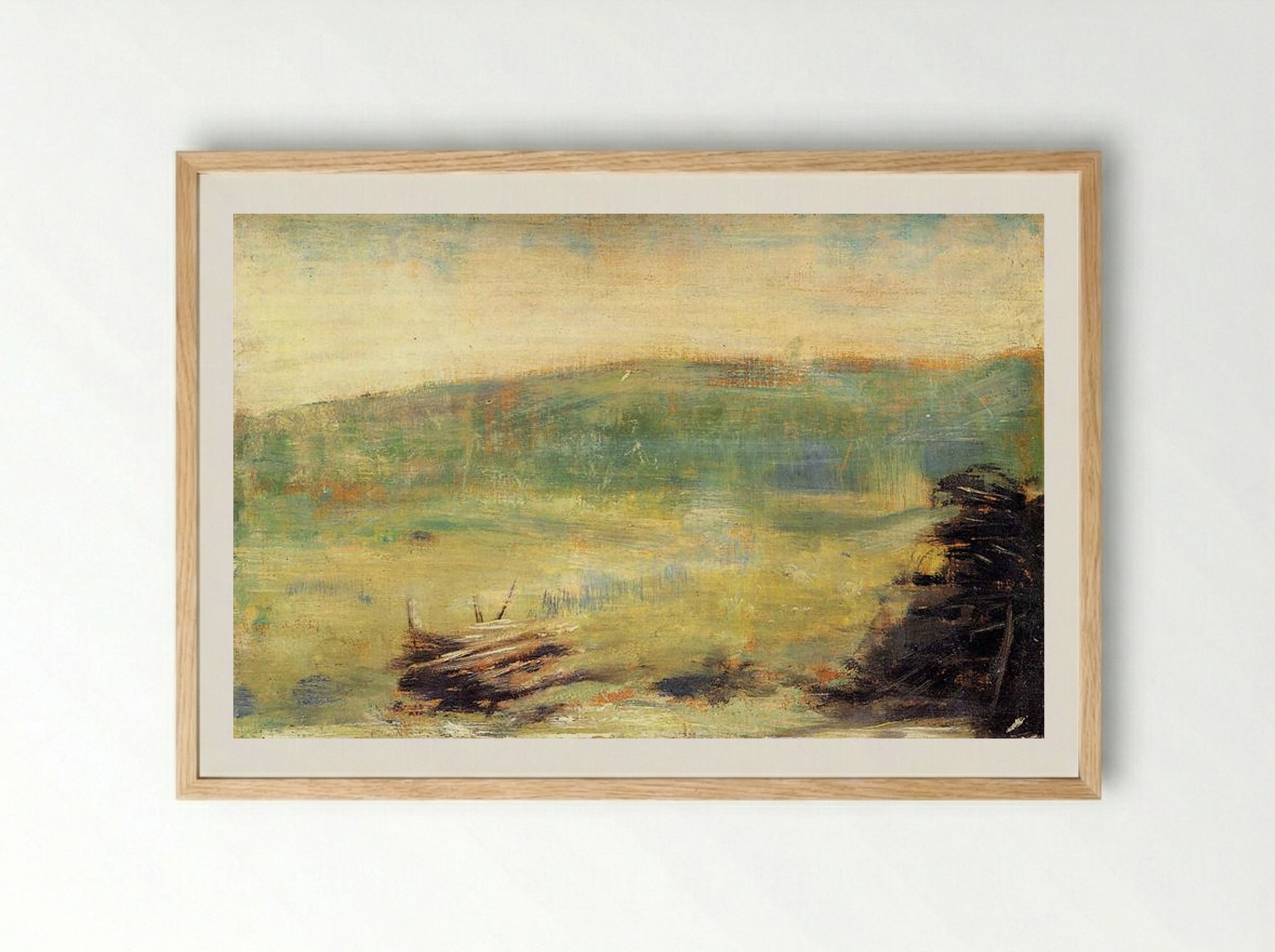Landscape at Saint-Ouen - Georges Seurat - Framed Print Wood