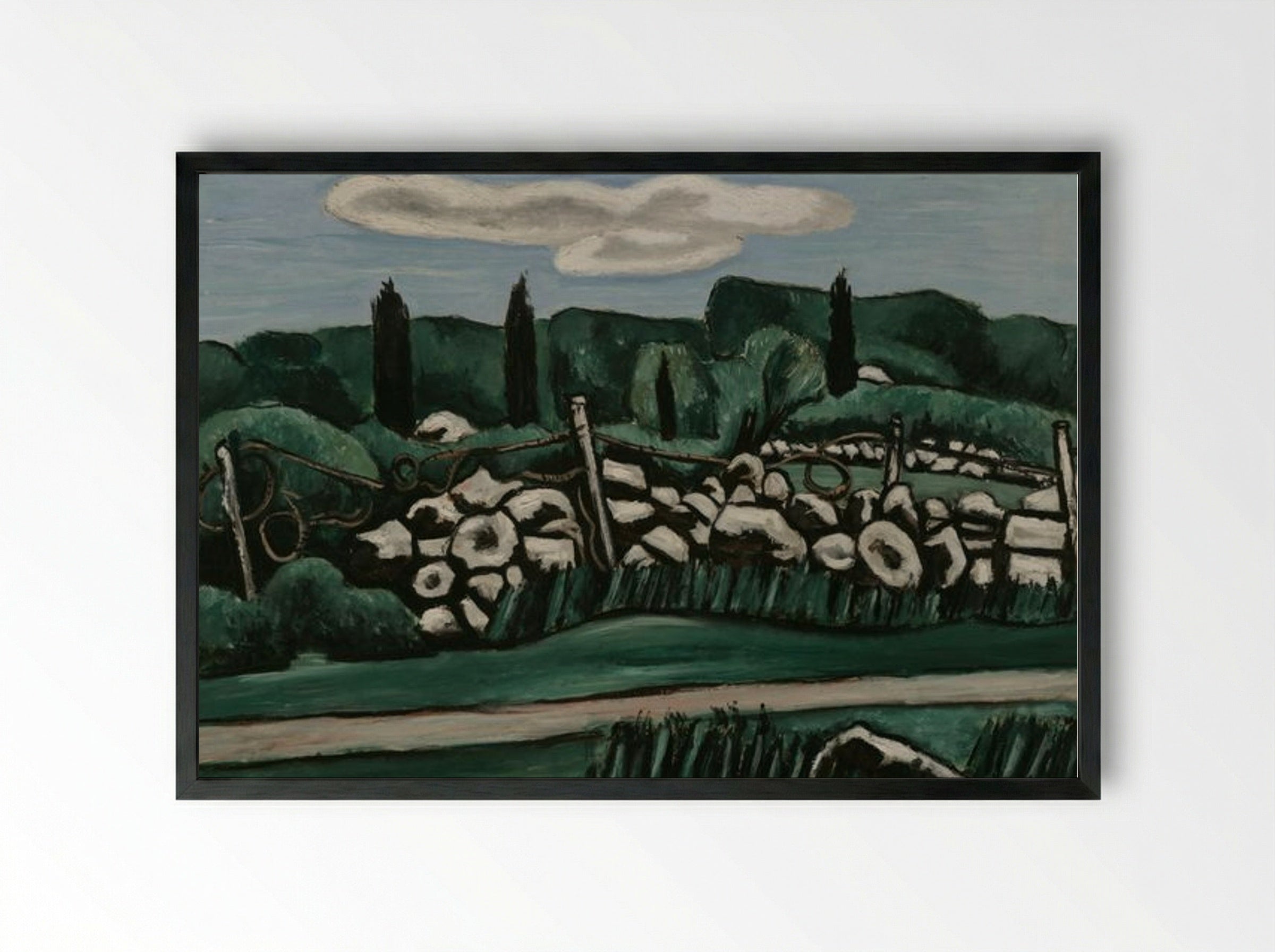 The Last Stone Walls, Dogtown - Marsden Hartley - Framed Print Black
