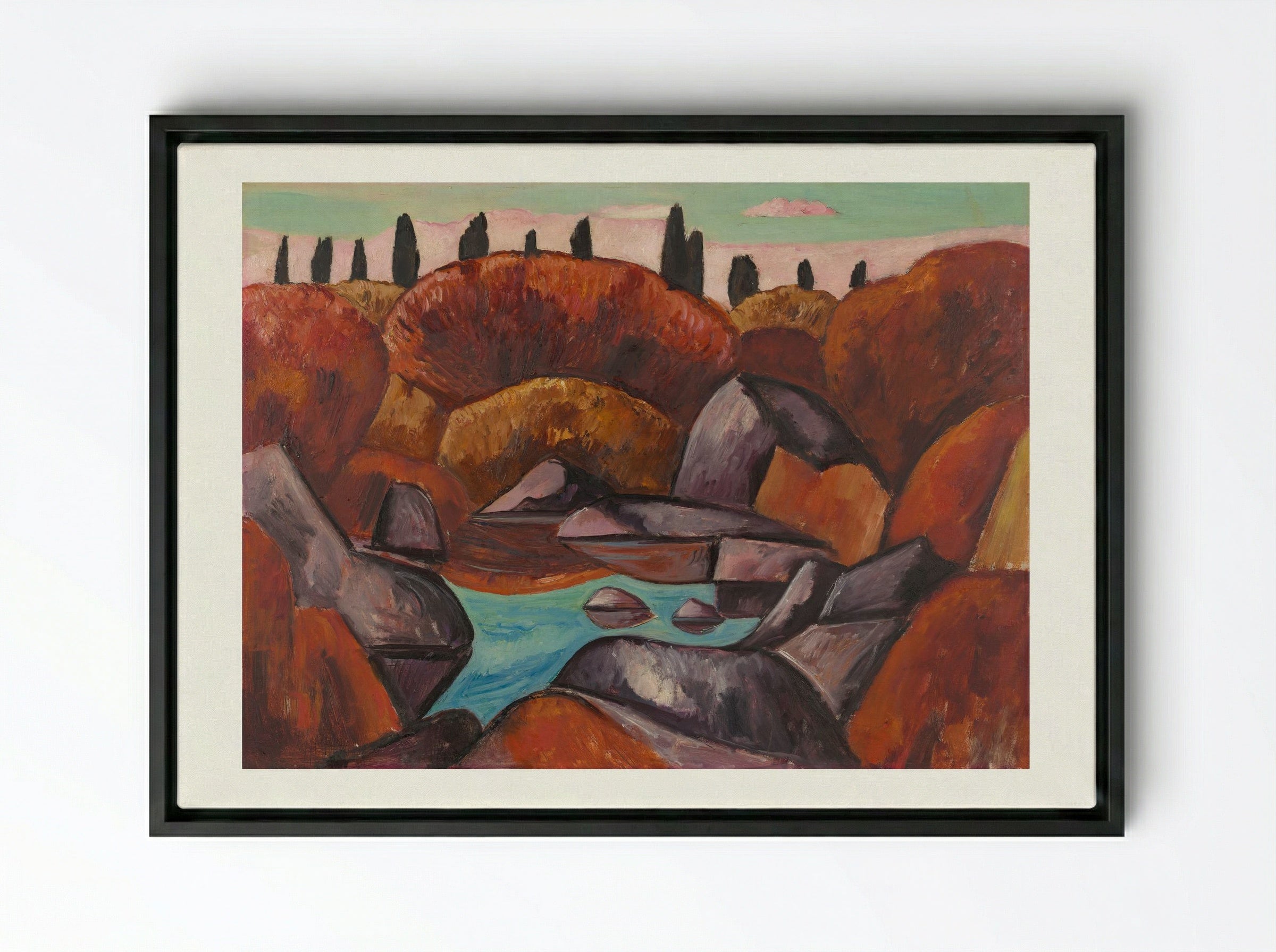 Flaming Pool, Dogtown - Marsden Hartley - Framed Canvas Black