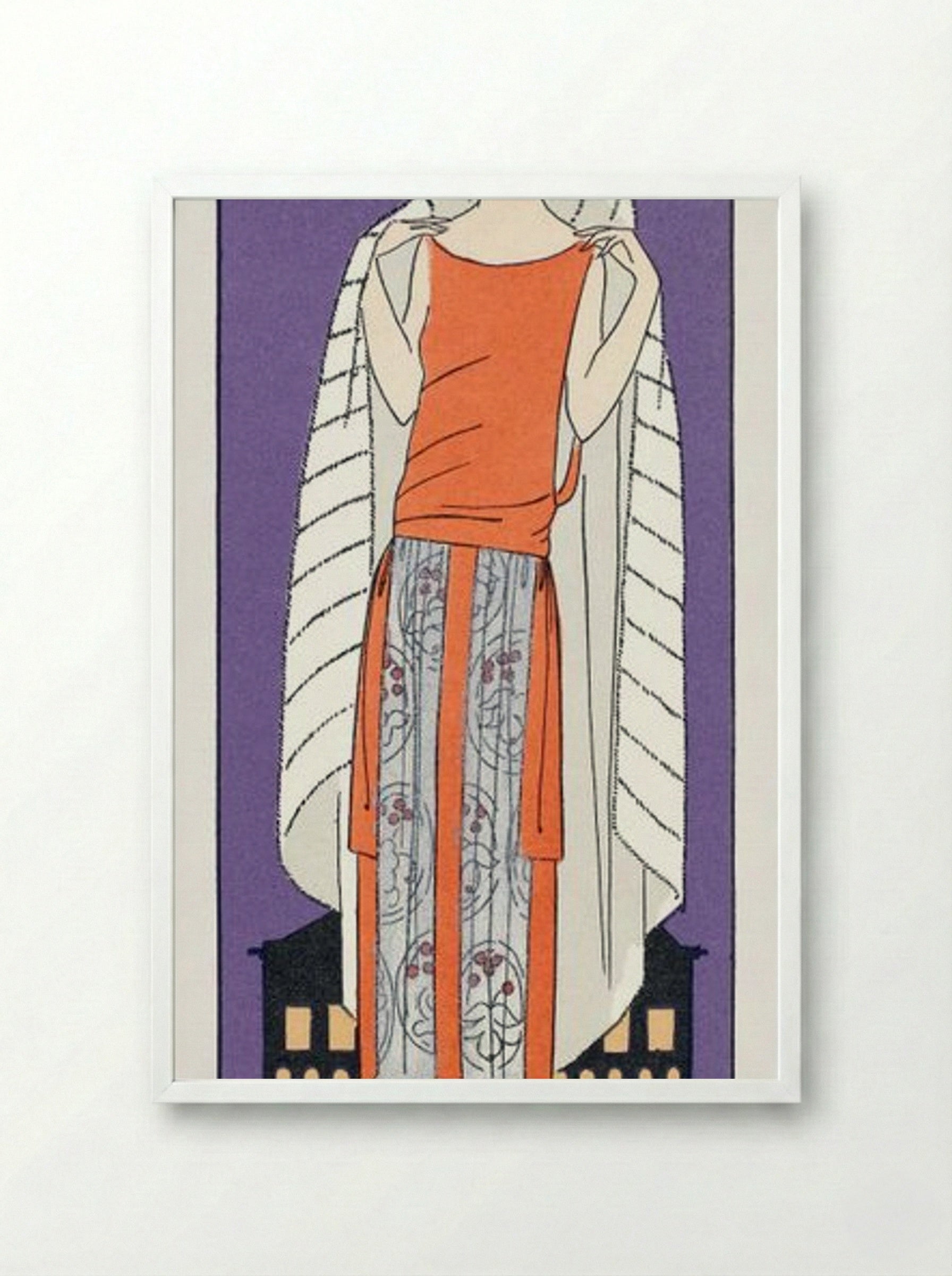 Evening Dress and Cape - Philippe et Gaston - Framed Print White