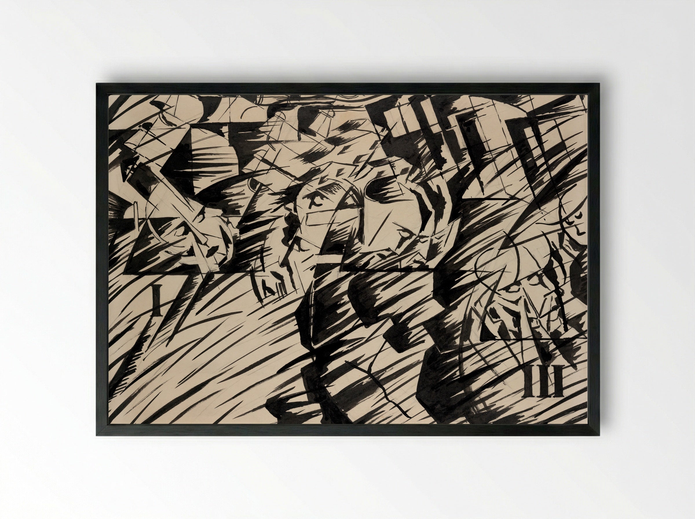 States of Mind I: The Farewells - Umberto Boccioni - Framed Print Black