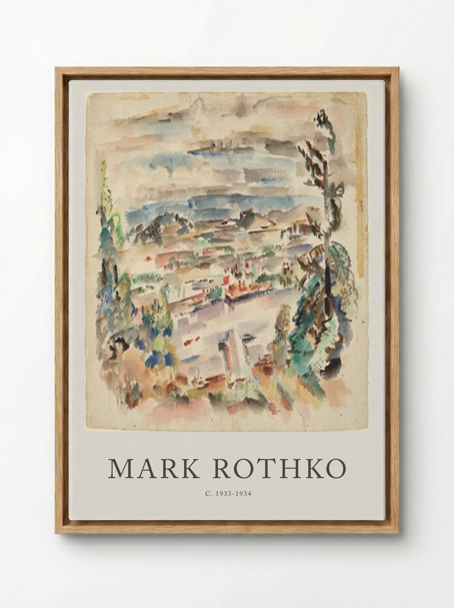 Untitled (Coastal Landscape, Watercolour) - Mark Rothko - Framed Canvas Wood