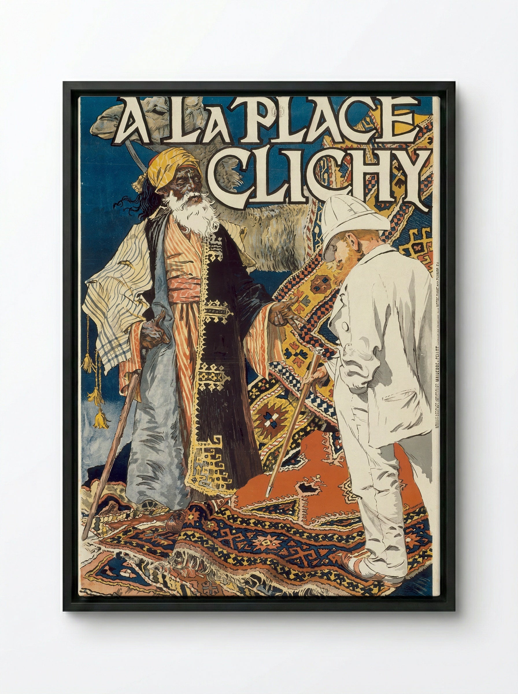 A la Place Clichy - Eugène Samuel Grasset - Framed Canvas Black