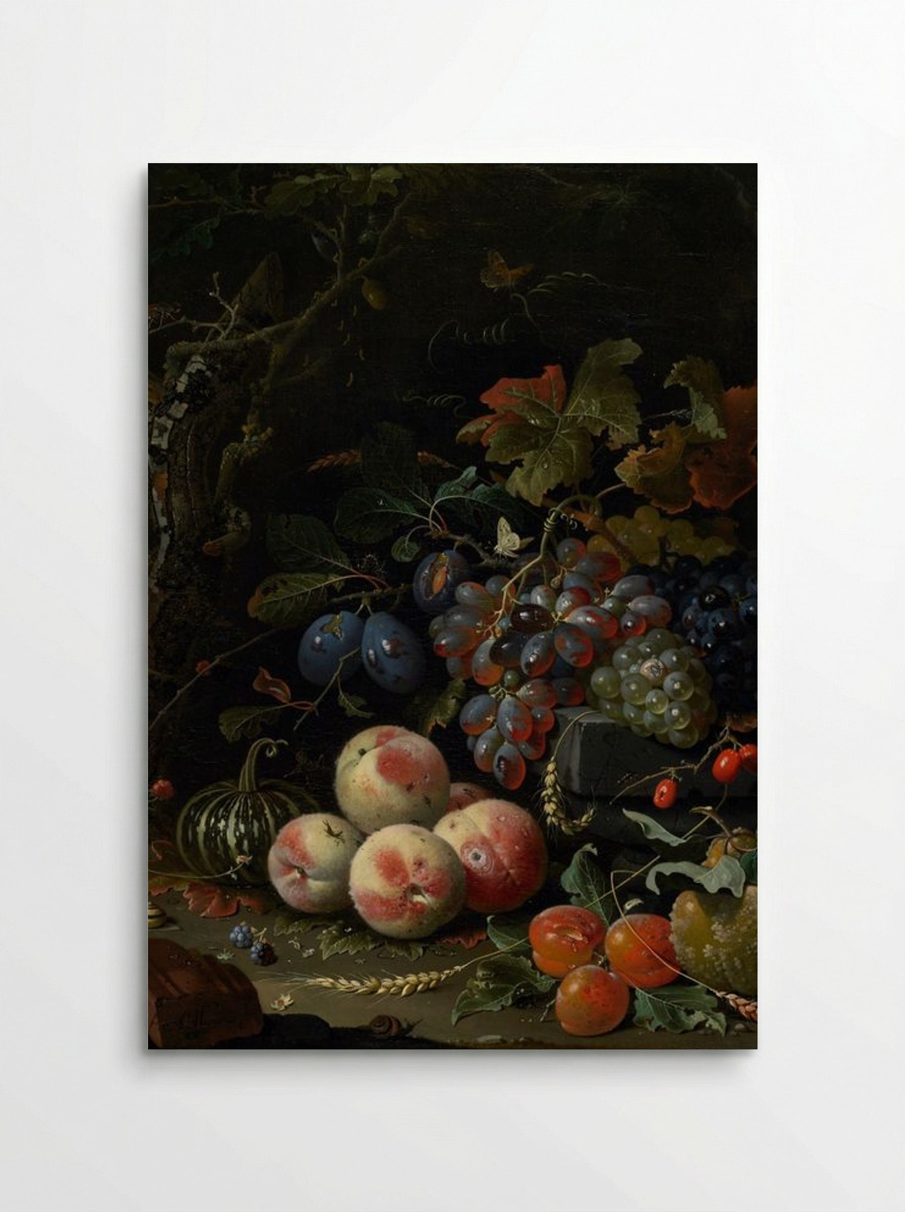 Still Life with Fruit, Foliage, and Insects - Abraham Mignon - Poster