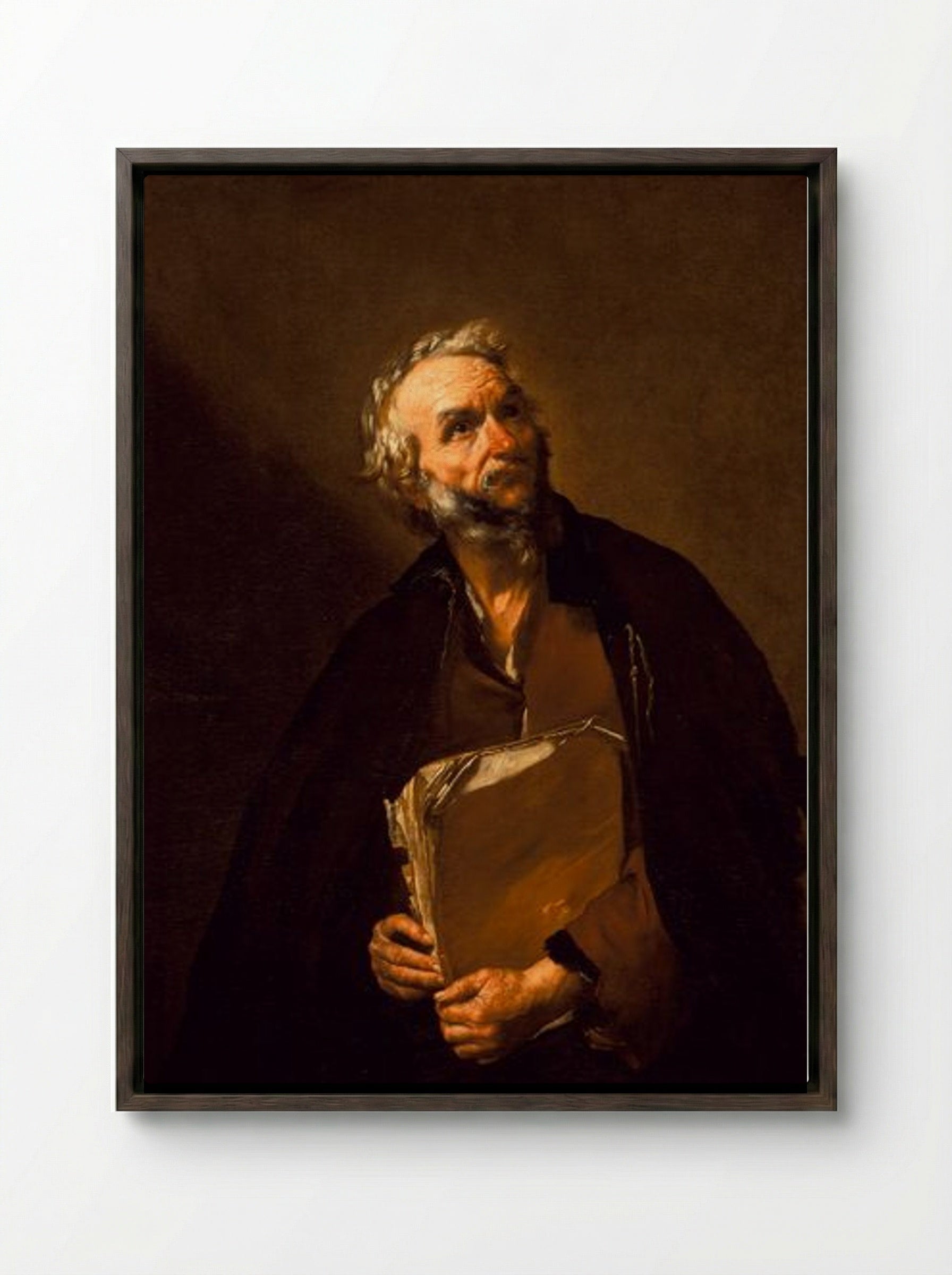 A Philosopher - Jusepe de Ribera - Framed Canvas Dark Wood