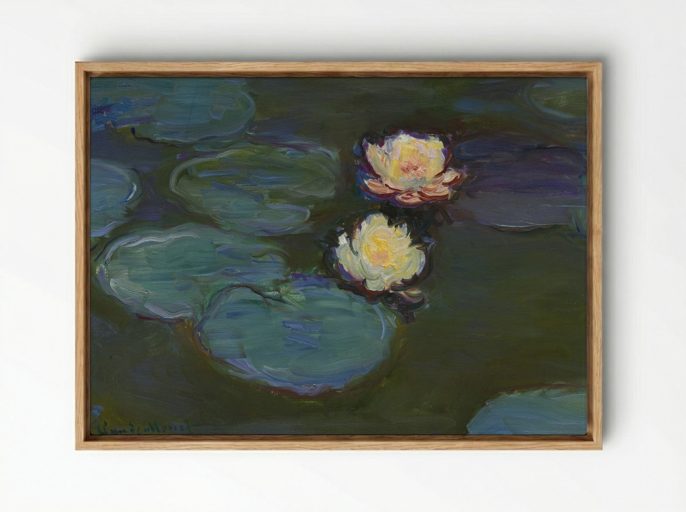 Water Lilies - Claude Monet - Framed Canvas Wood