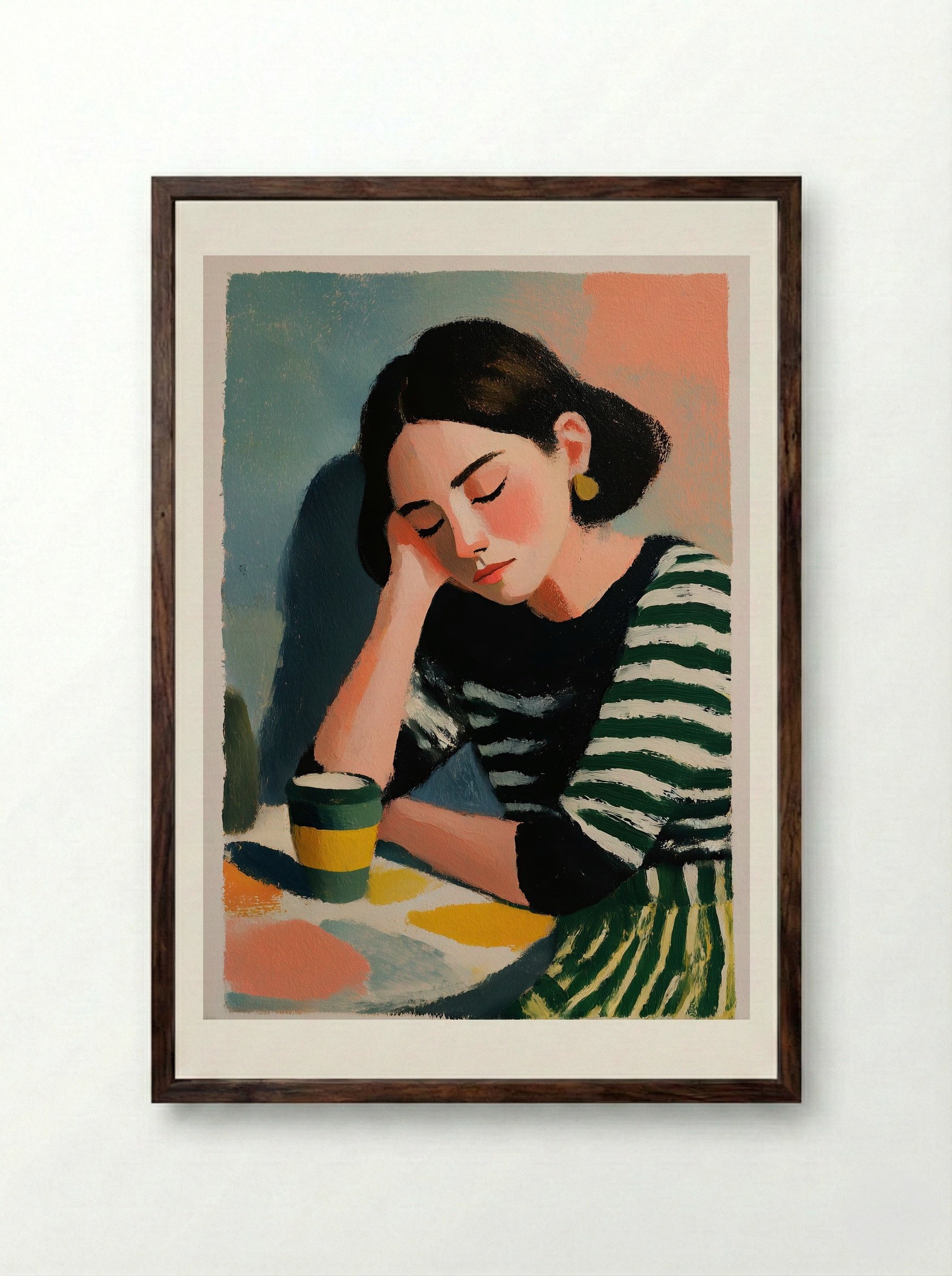 Dreamy Espresso Moment - Framed Print Dark Wood