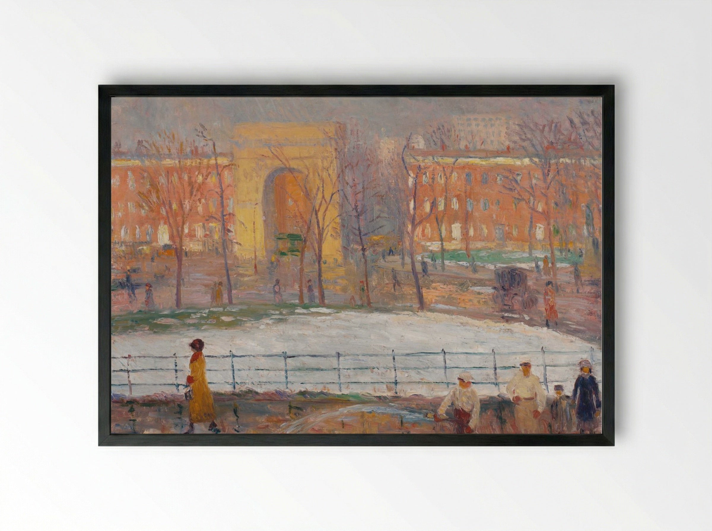 Street Cleaners, Washington Square - William James Glackens - Framed Print Black
