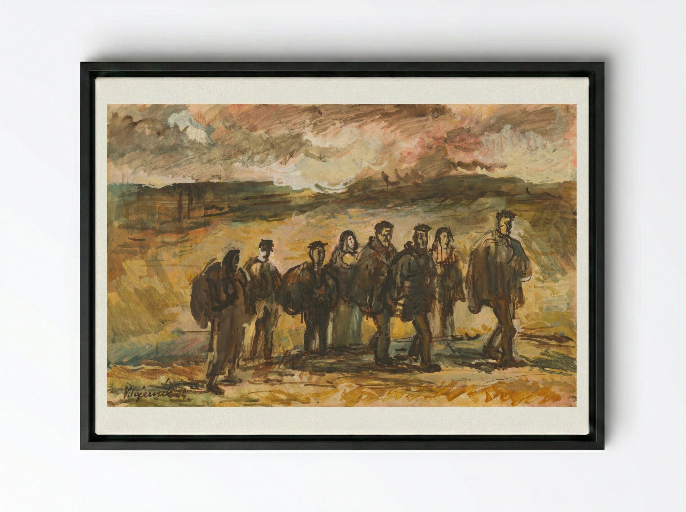 Refugees - Cyprián Majerník - Framed Canvas Black