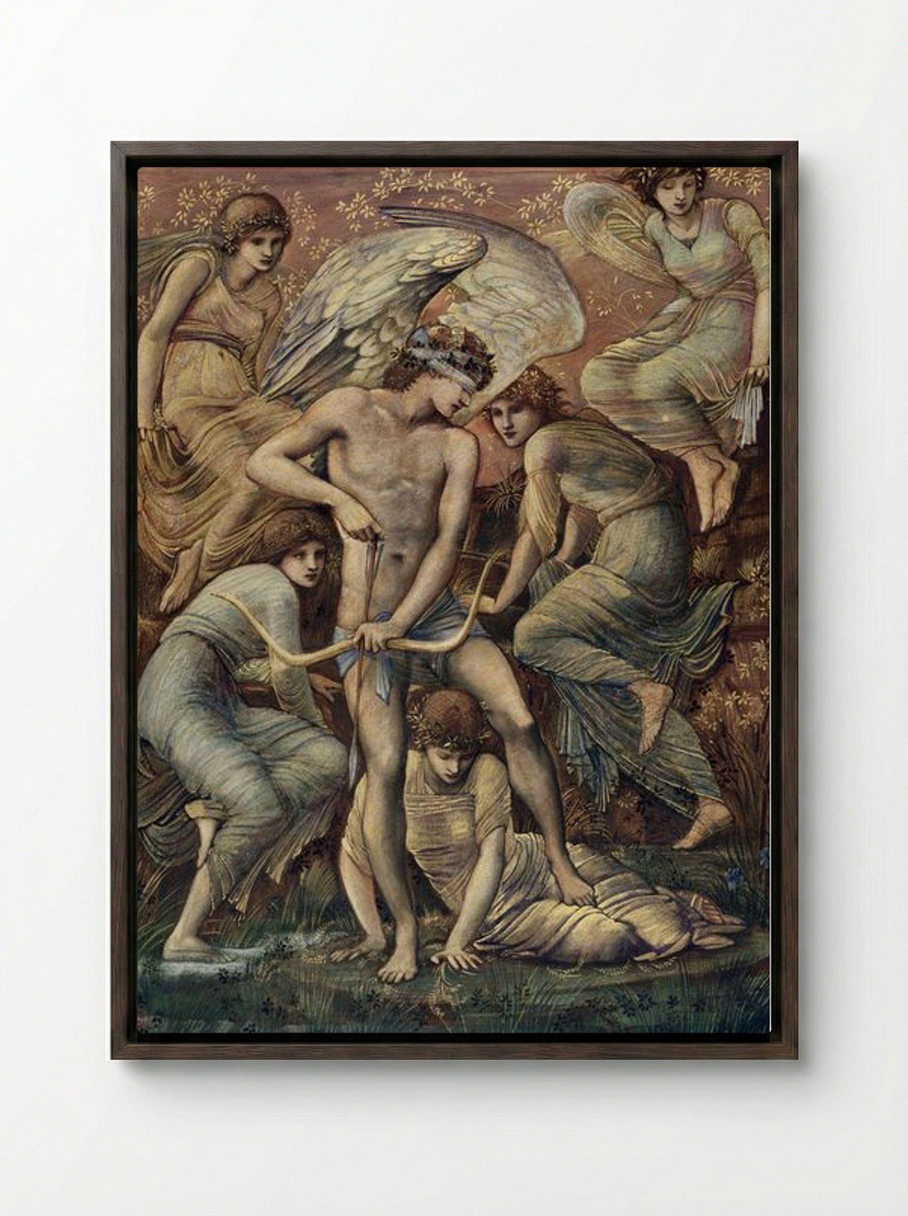 Cupid's Hunting Fields - Edward Burne-Jones - Framed Canvas Dark Wood