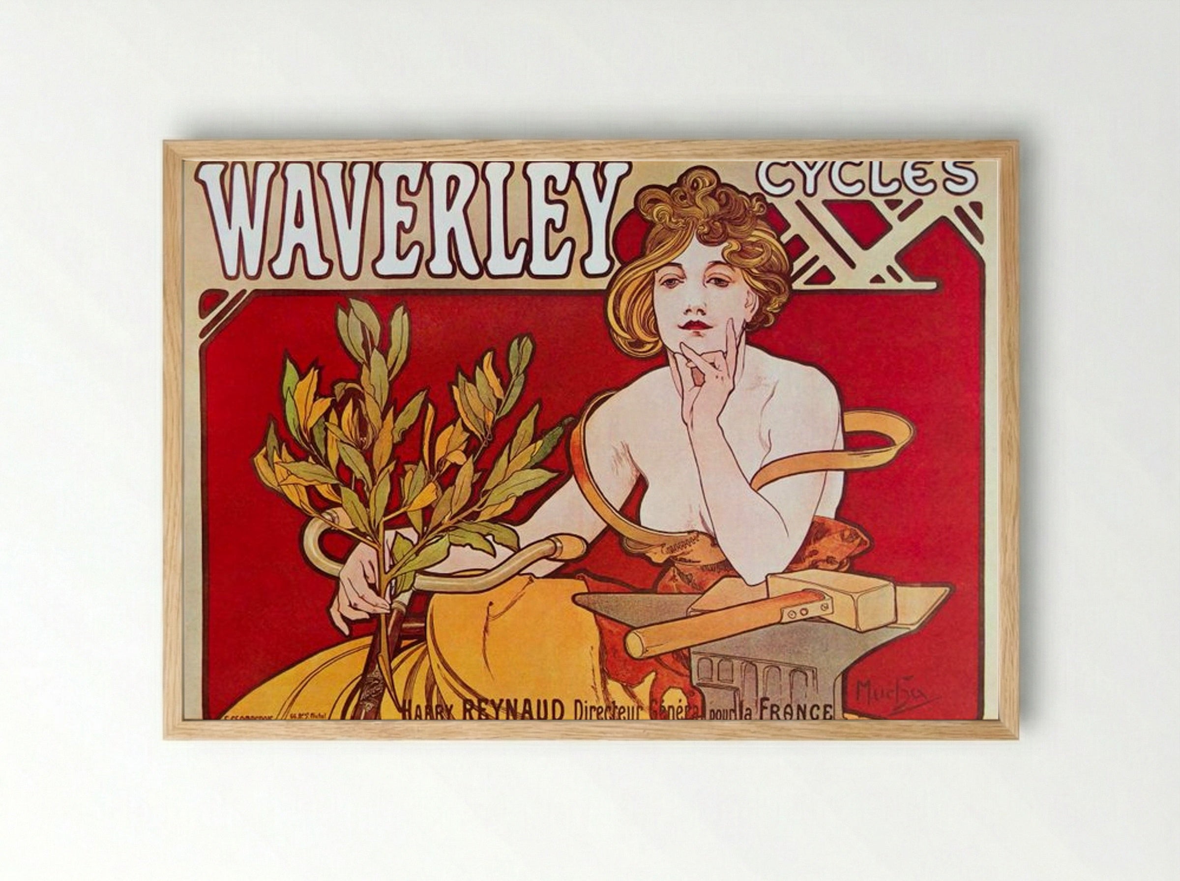 Cycles Waverley, Paris - Alphonse Mucha - Framed Print Wood