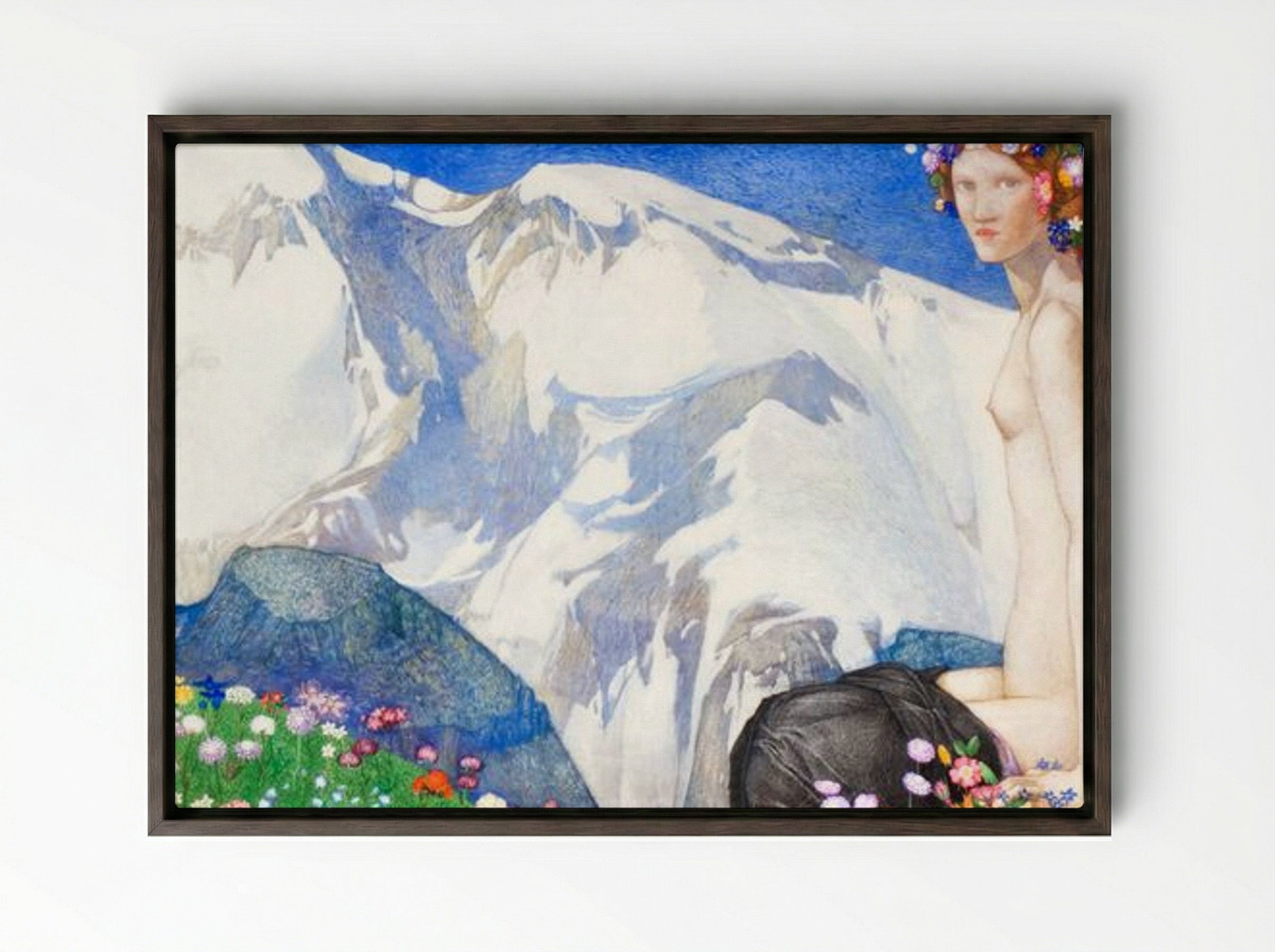 Flora of the Alps - Edward Reginald Frampton - Framed Canvas Dark Wood