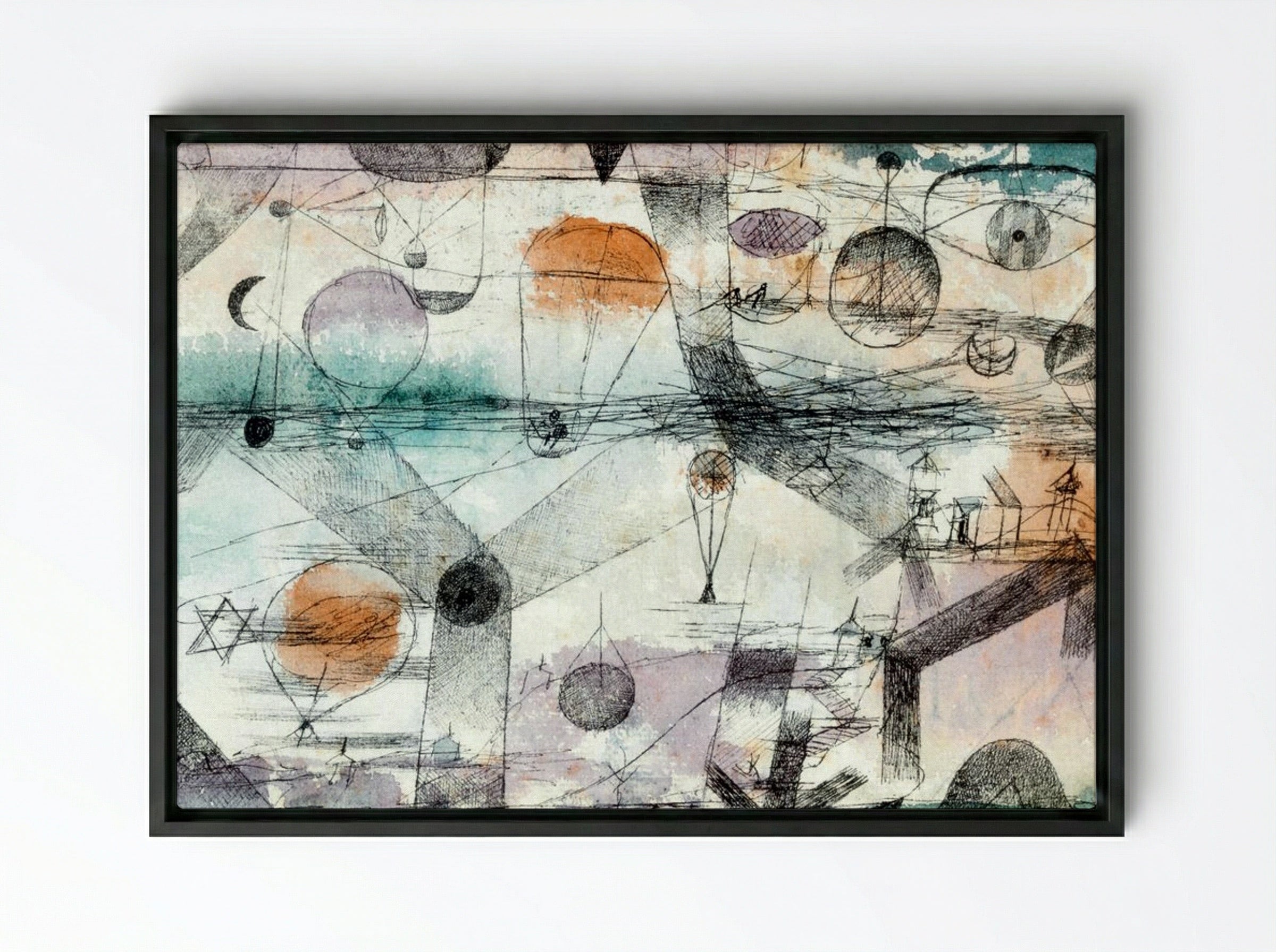 In the Realm of Air - Paul Klee - Framed Canvas Black