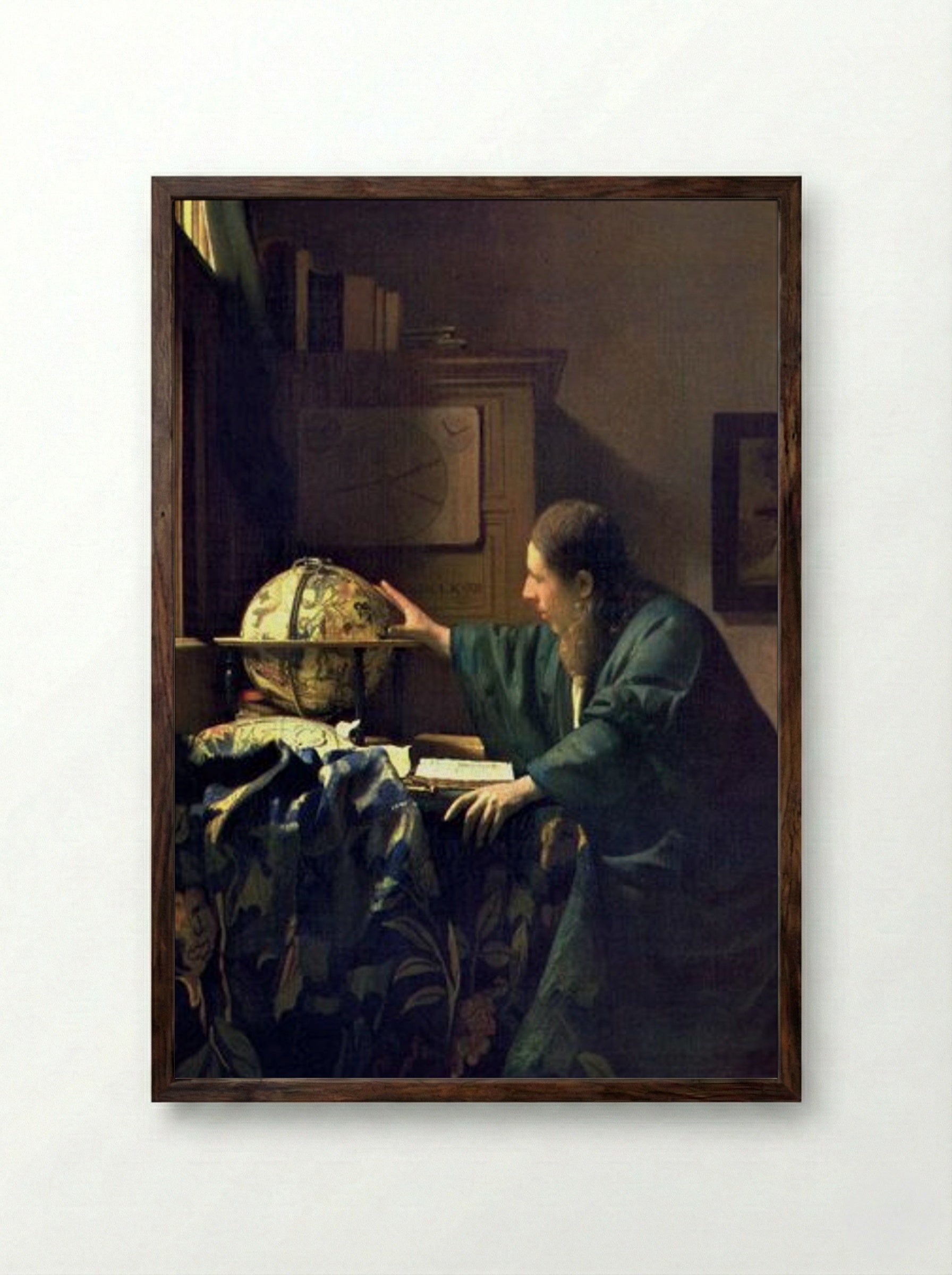 The Astronomer - Johannes Vermeer - Framed Print Dark Wood