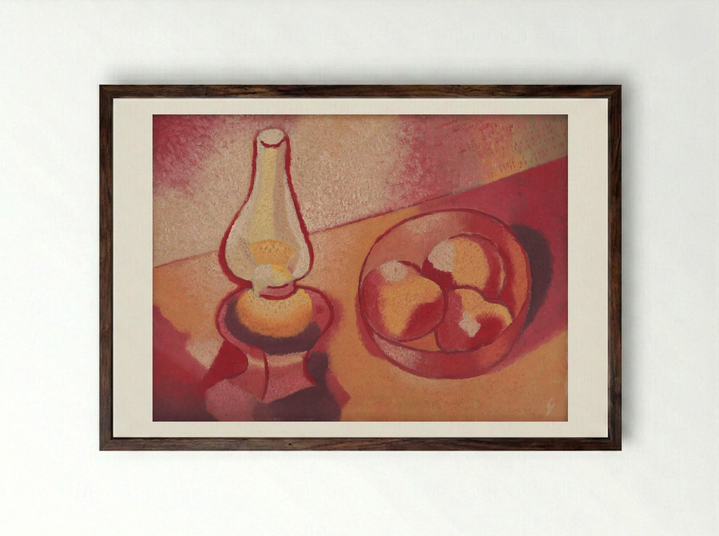 Still Life with a Lamp - Mikuláš Galanda - Framed Print Dark Wood