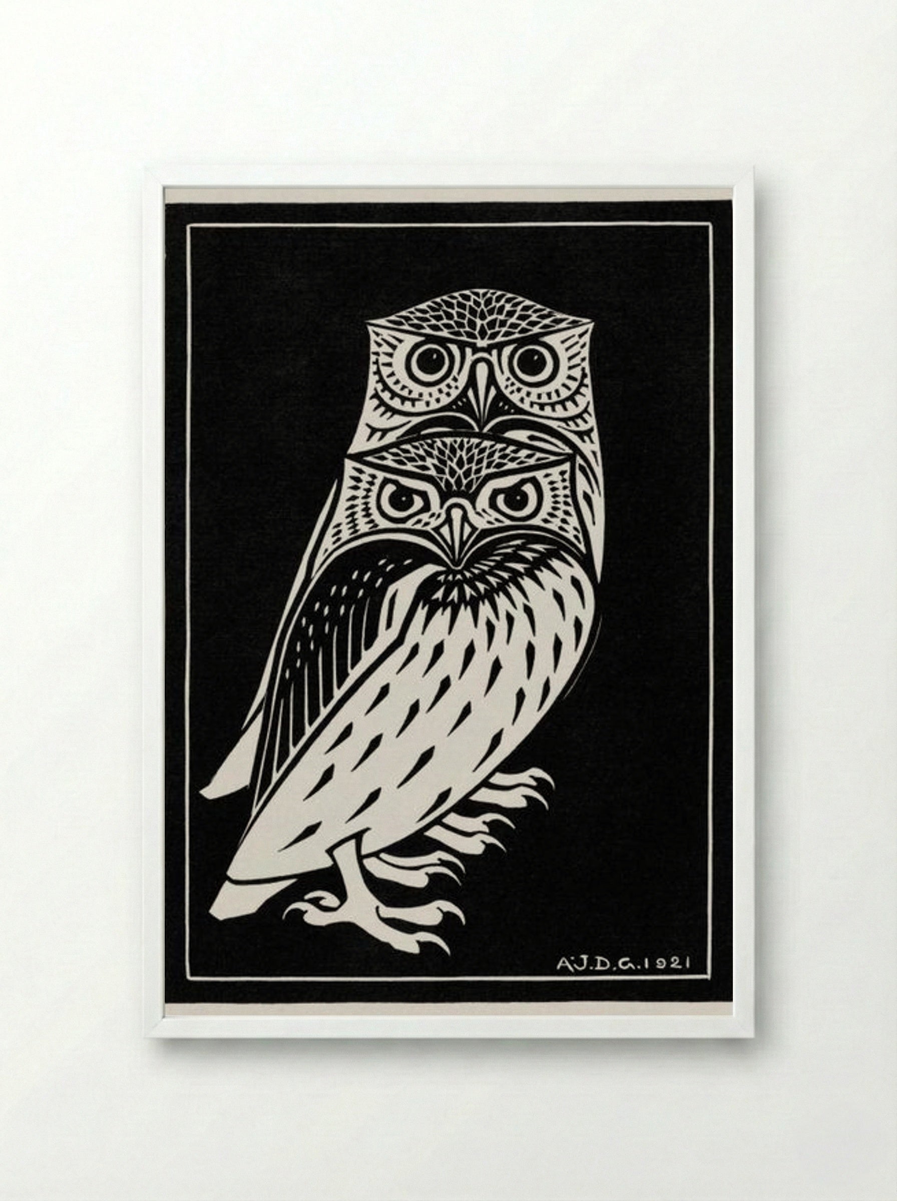 Two Owls - Julie de Graag - Framed Print White