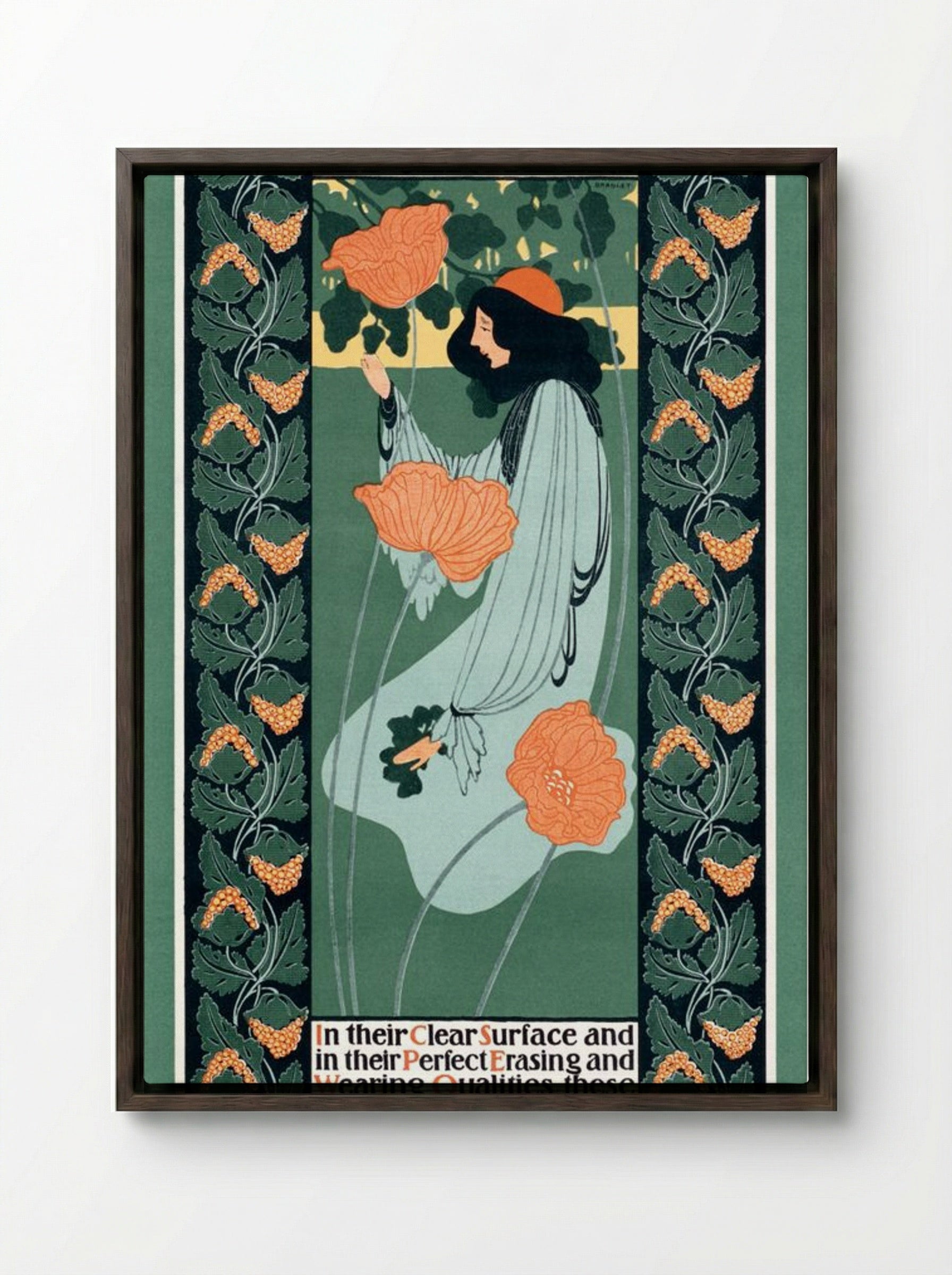 Whiting's Ledger Papers - Will H. Bradley - Framed Canvas Dark Wood