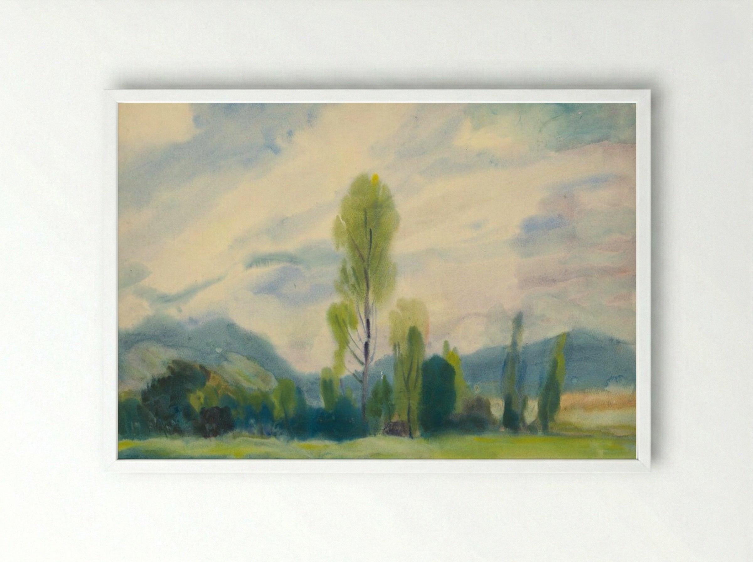 Landscape below the Low Tatras - Zolo Palugyay - Framed Print White