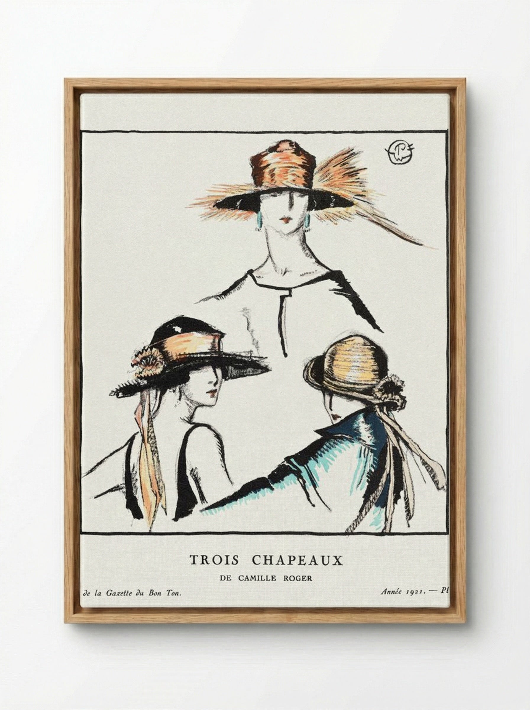 Trois Chapeaux (Three Hats) - Porter Woodruff - Framed Canvas Wood