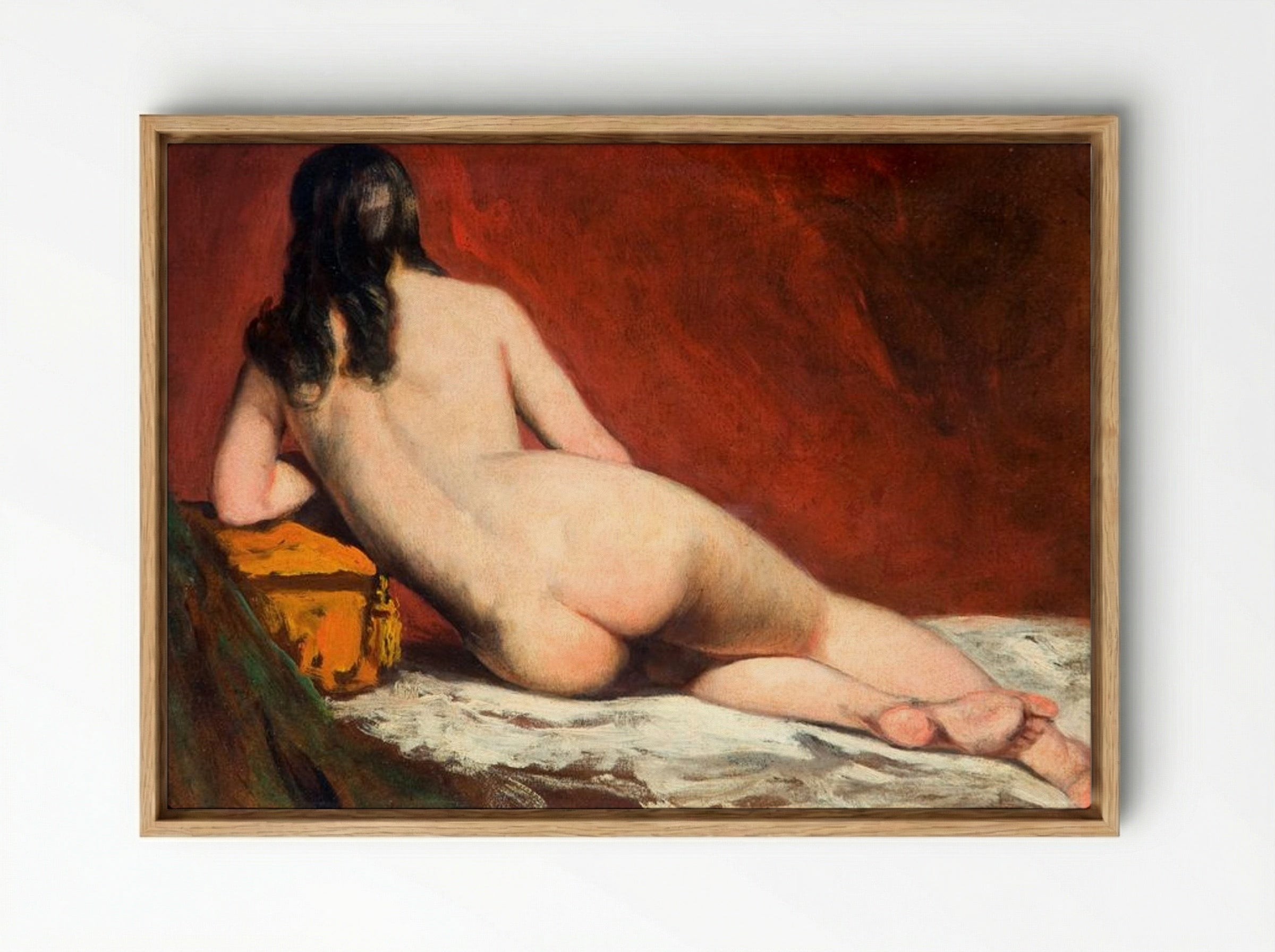 Nude Study of a Reclining Woman - William Etty - Framed Canvas Wood
