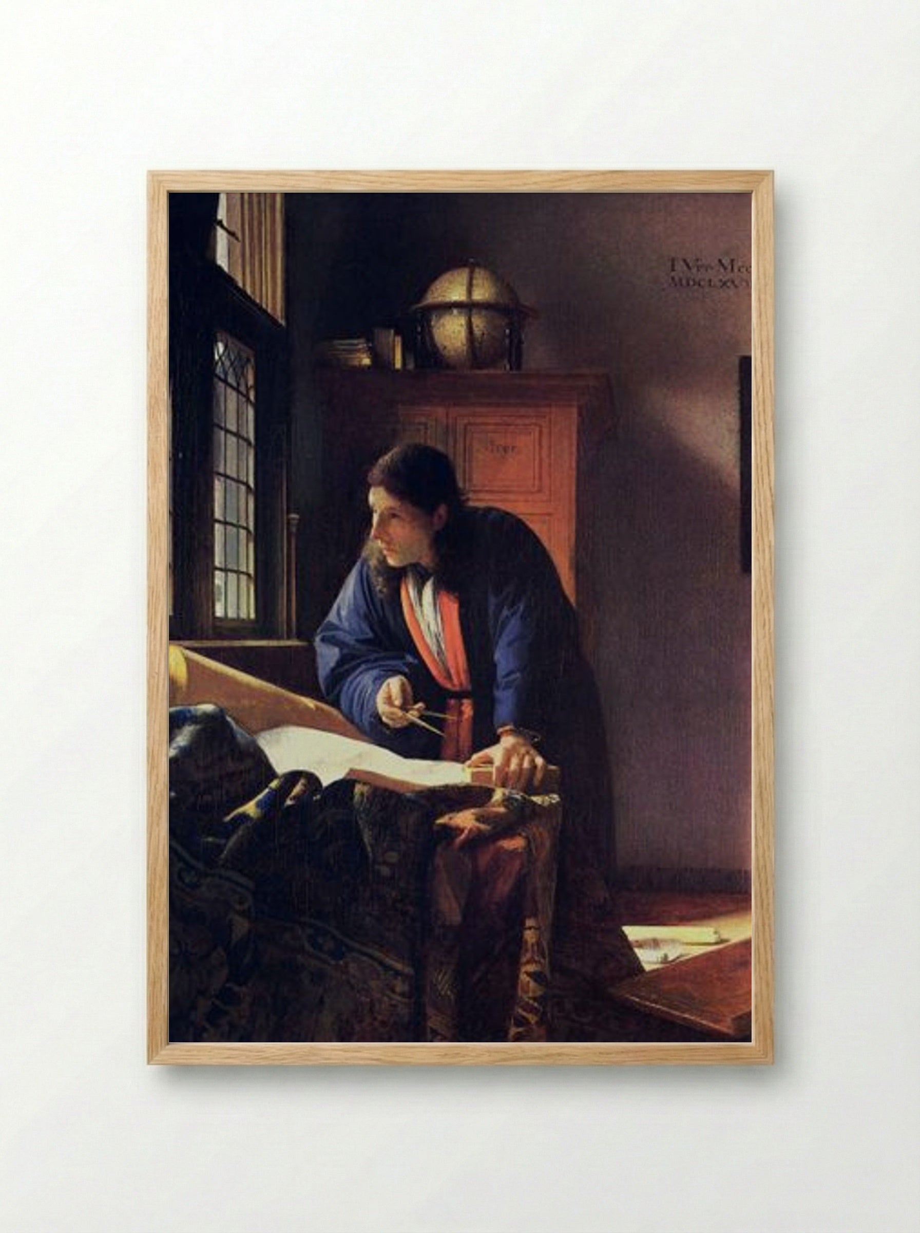 The Geographer - Johannes Vermeer - Framed Print Wood